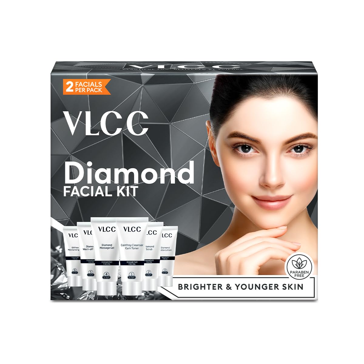VLCC Gold Facial Kit & VLCC Diamond Facial Kit - 60g Each (Pack of 2) | Pamper your Skin for a Luminous Glow | Skin purifying with Parlour Glow | With Gold Bhas