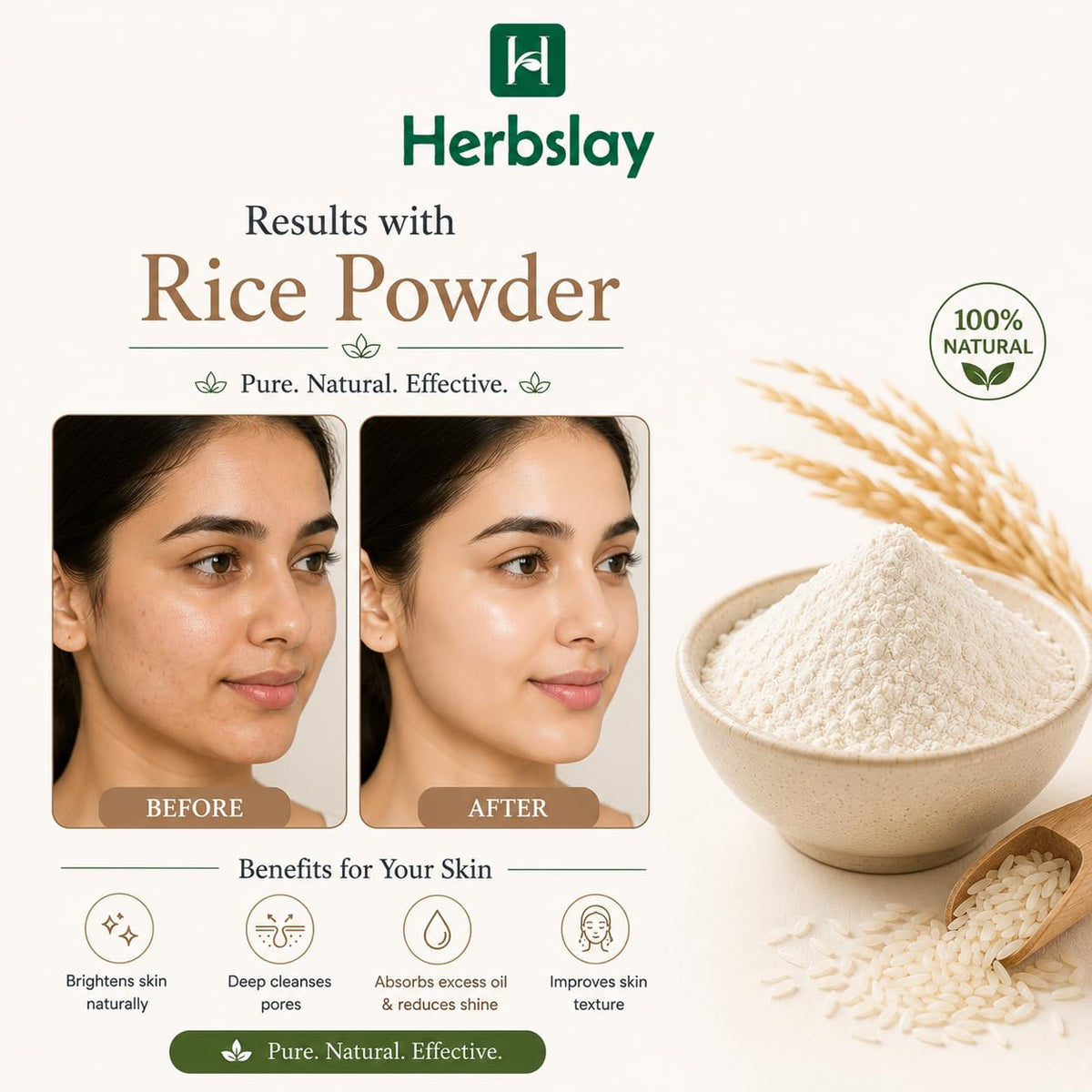 Multani Mitti Powder & Rice Powder Combo for Face Pack | Natural Skin Care Powder | Deep Cleansing & Brightening