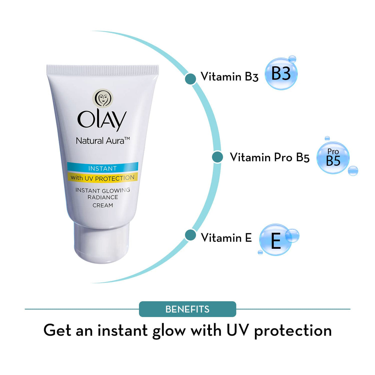 Olay Cream Natural Aura Vitamin B3, Pro B5, E With Uv Protection,40 Gm 1 count (Pack of 1)