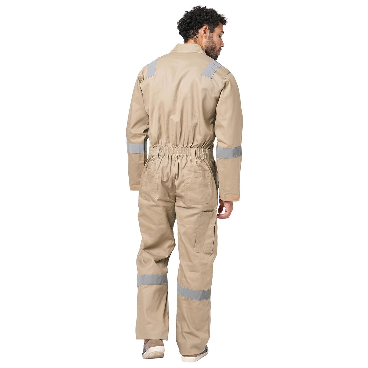 Men's 100% Cotton Industrial Boiler Suit Workwear Coverall with Multiple Pockets and High Visibility Reflective Tape, Smart Fit, 200 GSM, Navy Blue, Size 50 (5X