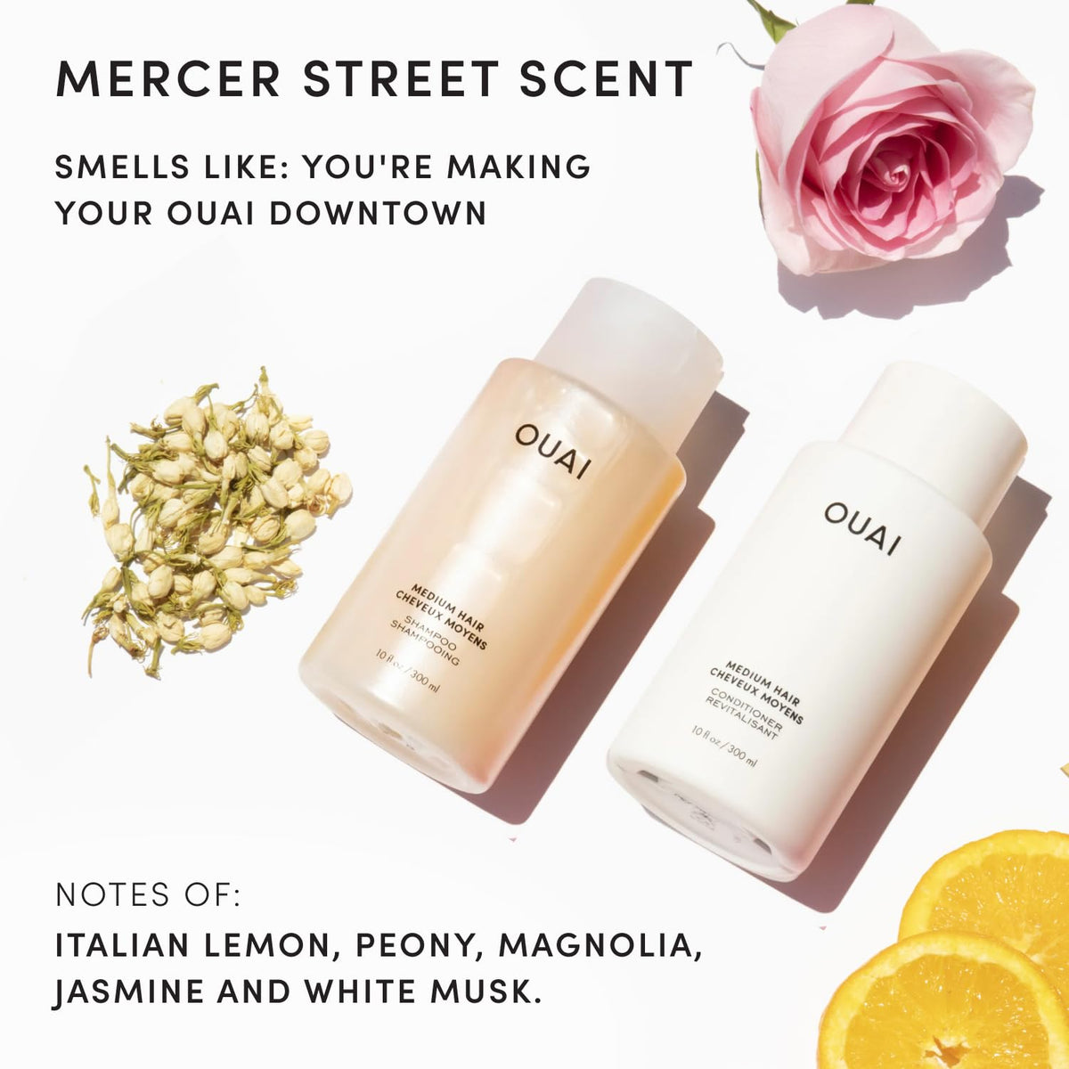 OUAI Medium Hair Shampoo and Conditioner Set (10 Fl Oz) Medium Hair Bundle