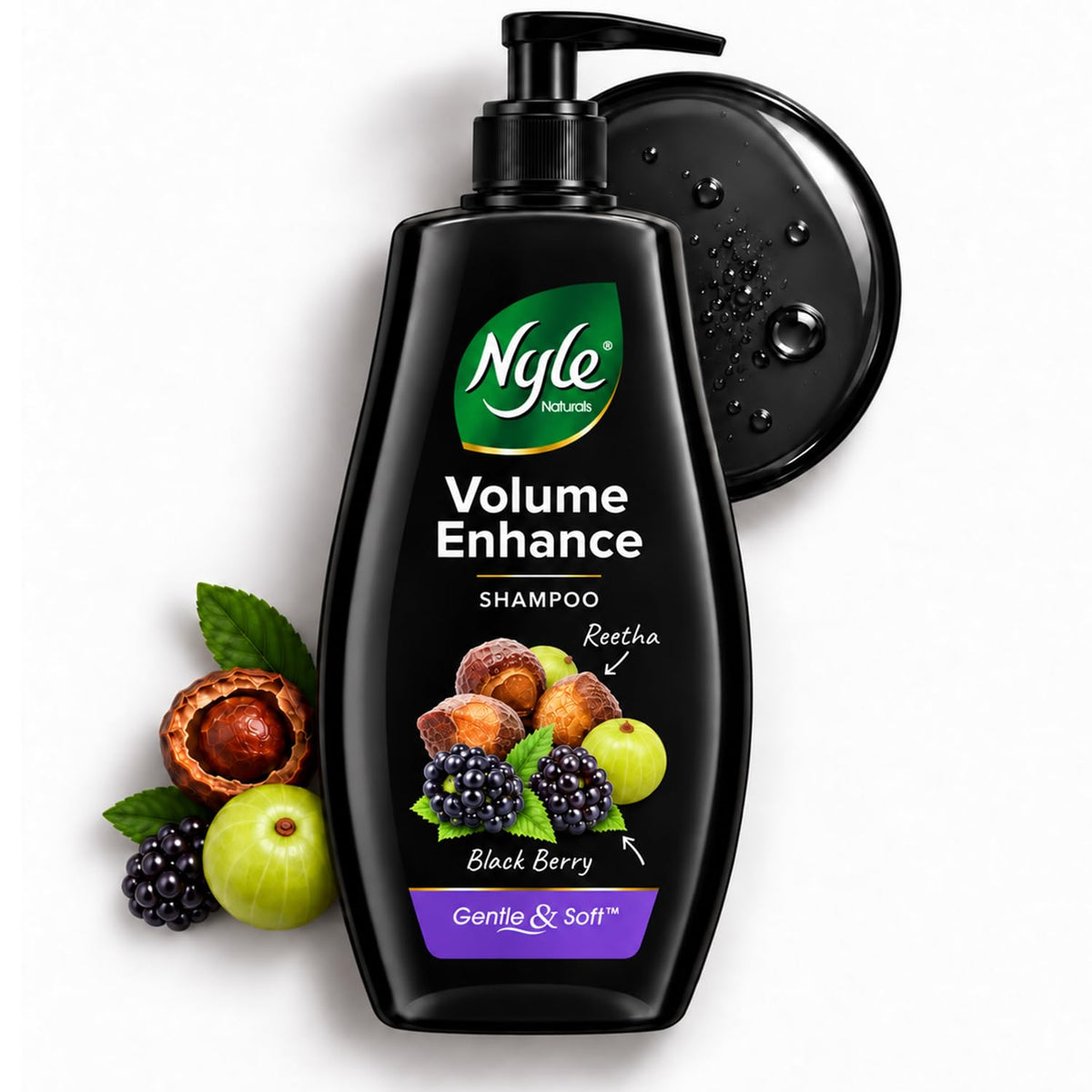 Nyle Naturals Volume Enhance Shampoo|Blackberry & Amla|1000ml 1 l (Pack of 1)