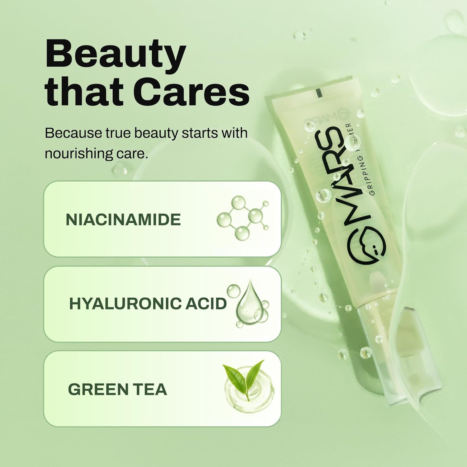 MARS Glow O' Clock Gel Primer for Face Makeup | Enriched with Green Tea Extracts | Dewy Primer | Long Lasting | Power Grip | Ideal for Dry Skin (30ml)