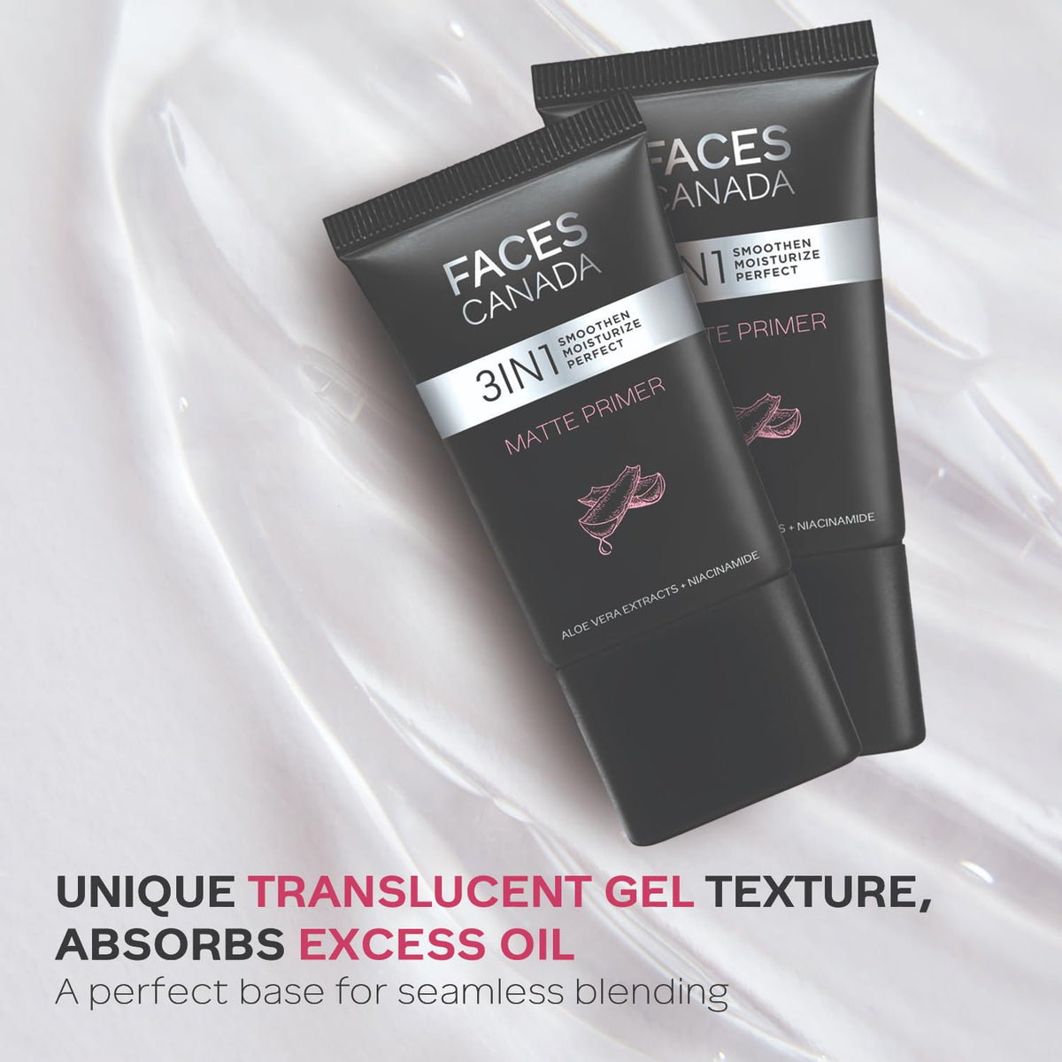 FACES CANADA Matte Primer, 30g | Oil-Free Matte Finish | Lightweight Gel Texture | Smoothens & Moisturizes Skin | Niacinamide, Hyaluronic Acid, Vitamin A, C & E