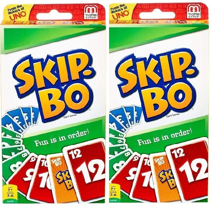 Mattel Skip-Bo and Skip-Bo Card Game, Combo Pack of 2