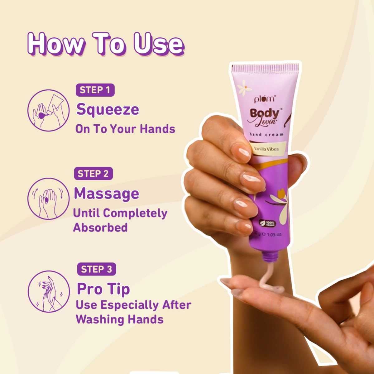 Plum BodyLovin' Vanilla Vibes Hand Cream | Ultra Moisturizing With Shea Butter | Non-Greasy & Lightweight | Irresistible Warm Vanilla Fragrance | Travel Friendl