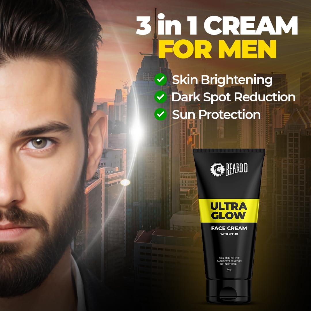 Beardo Ultraglow All in One Face Cream For Men with SPF 30, 60g | Aloe Vera With Vitamin E for Skin Brightening & Dark Spots Reduction Beardo Face cream