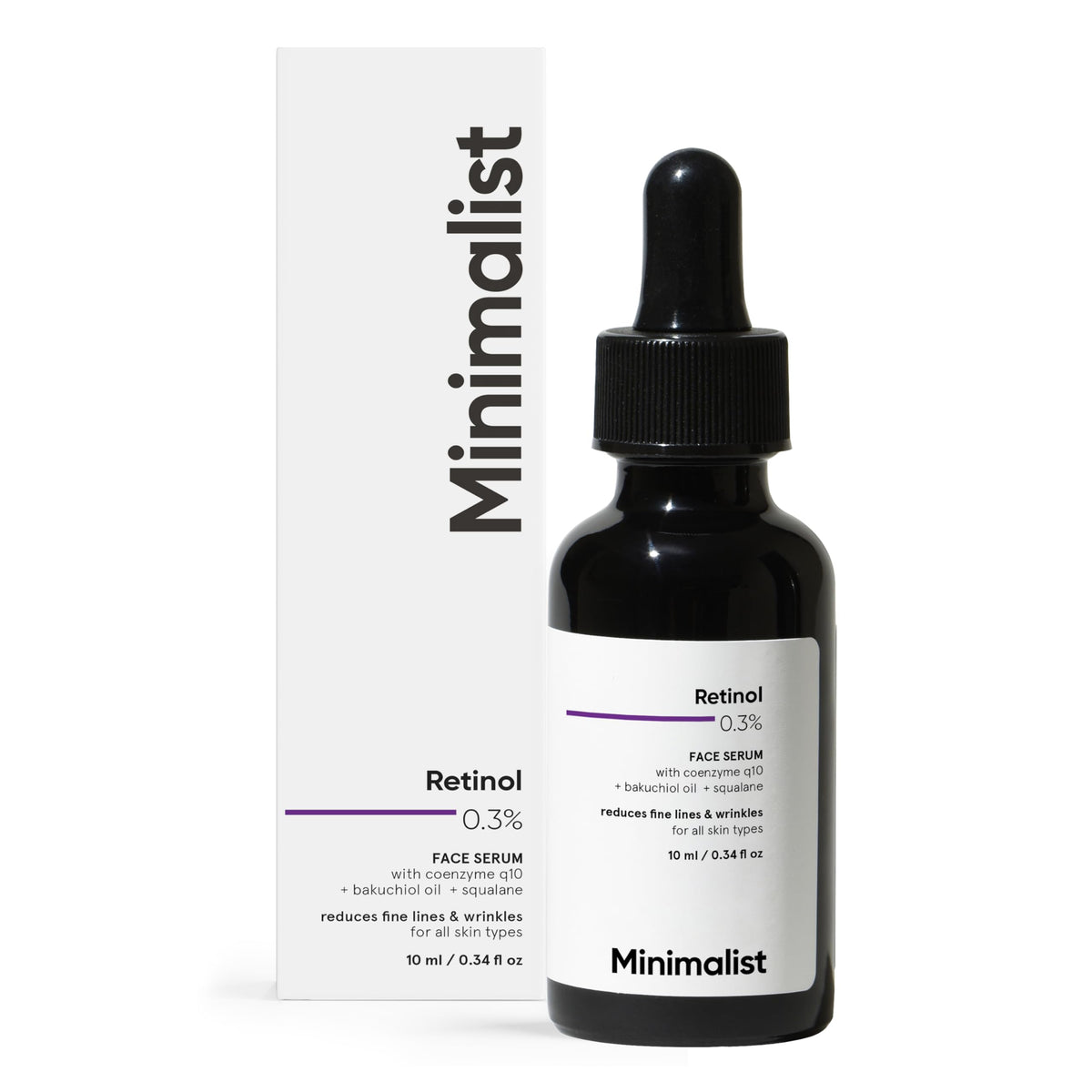 Minimalist Anti-Aging Night Serum with 0.3% Retinol & Q10 | Suitable for All Skin Types | Fine Lines & Wrinkles Reduction Serum for Beginners | Water-Free Formu