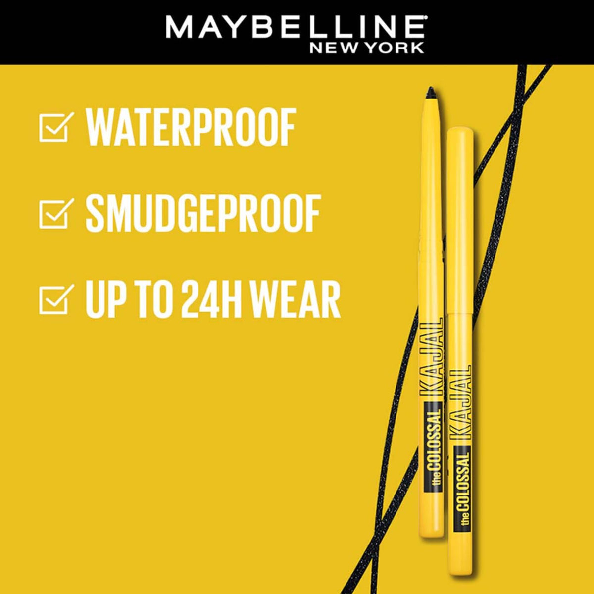 Maybelline New York Kajal, Black, Matte Finish 0.35 g (Pack of 1)