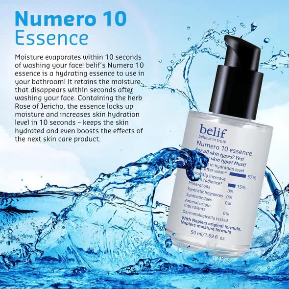 Belif Numero 10 Essence, Lightweight Hydrating Face Serum | Increases Skin's Hydration Instantly | Intensely hydrates, smooths, and replumps skin Korean Skin Ca
