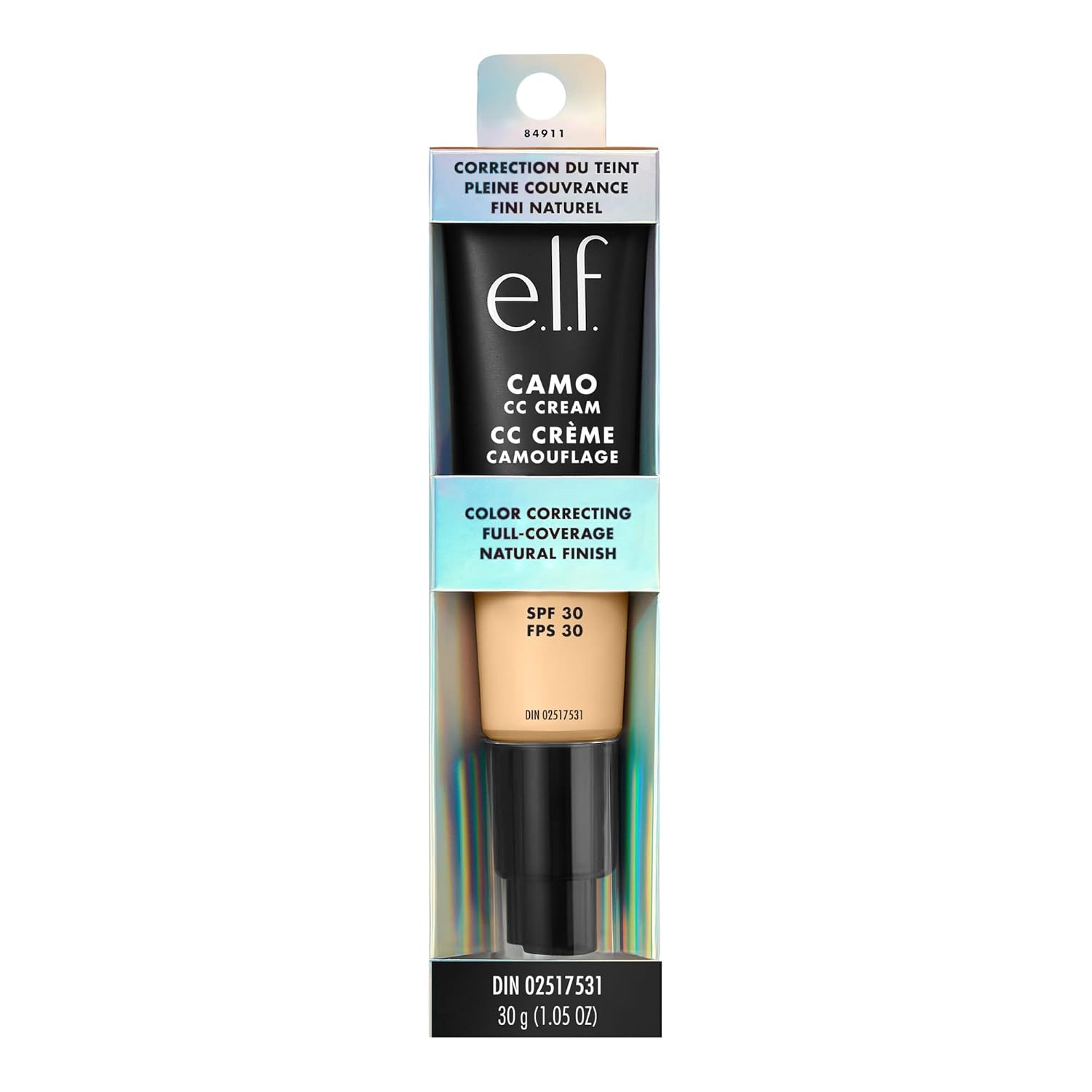 e.l.f. Camo CC Cream, SPF 30 Color-Correcting Medium-To-Full Coverage Face Foundation, Delivers An Airbrushed Finish, Vegan & Cruelty-Free, Fair 140 W