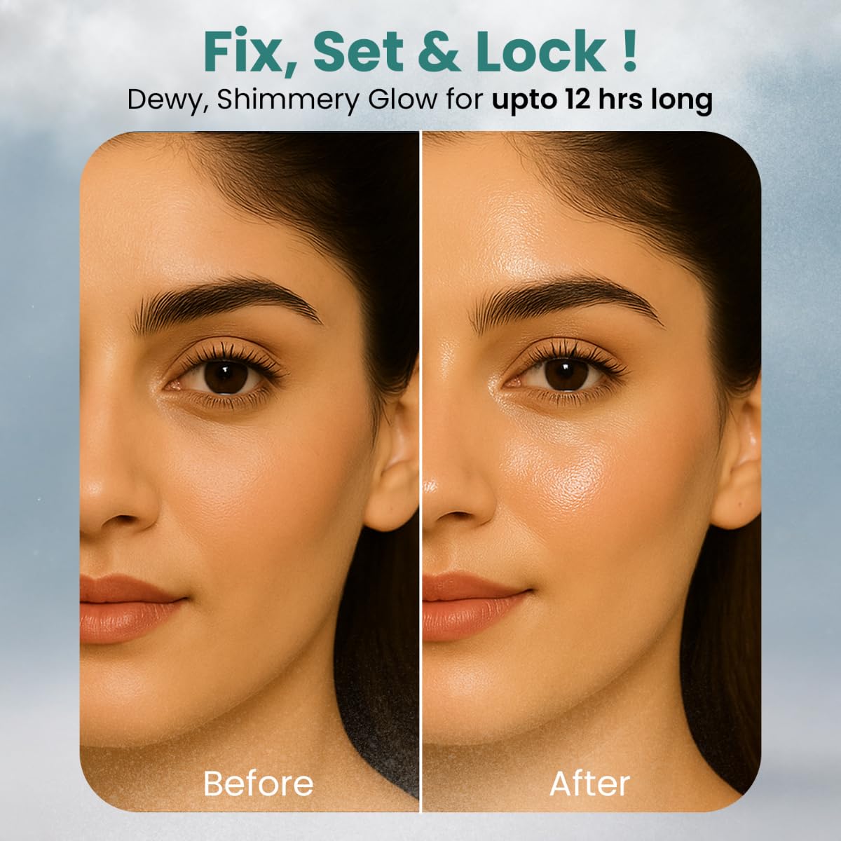 FACES CANADA Ultime Pro Shimmer Makeup Fixer, 50ml | Long Lasting Makeup Setting Spray | Keeps Makeup Intact | Glamourous Shimmer Finish | Hydrates, Soothes & R