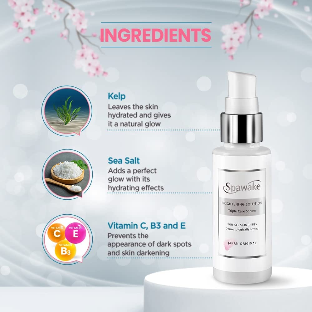 Spawake - Vitamin C Face Serum, Brightening Solution Triple Care with Vit C & B3 & E (50mL)