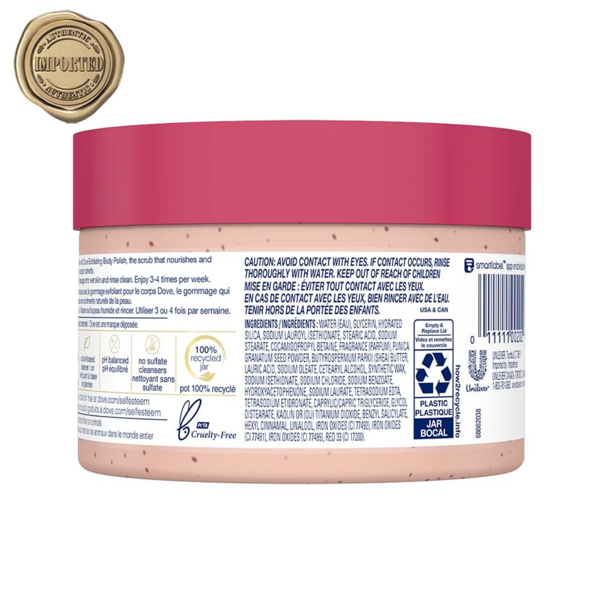 Dove Body Polish Exfoliating Scrub, Moisturizing Shea Butter and Pomegranate Seeds | Nourishes & Conditions Soft Skin | Sulphate Free, 298gm. 298 g (Pack of 1)