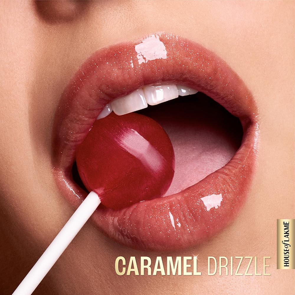 Lakme Glitterati Lip Glaze, for Plump and Shiny Lips, with Vegan Collagen and Crystal Technology, Non-Sticky Formula, Glitter Infused, Delicious Coconut-Vanilla