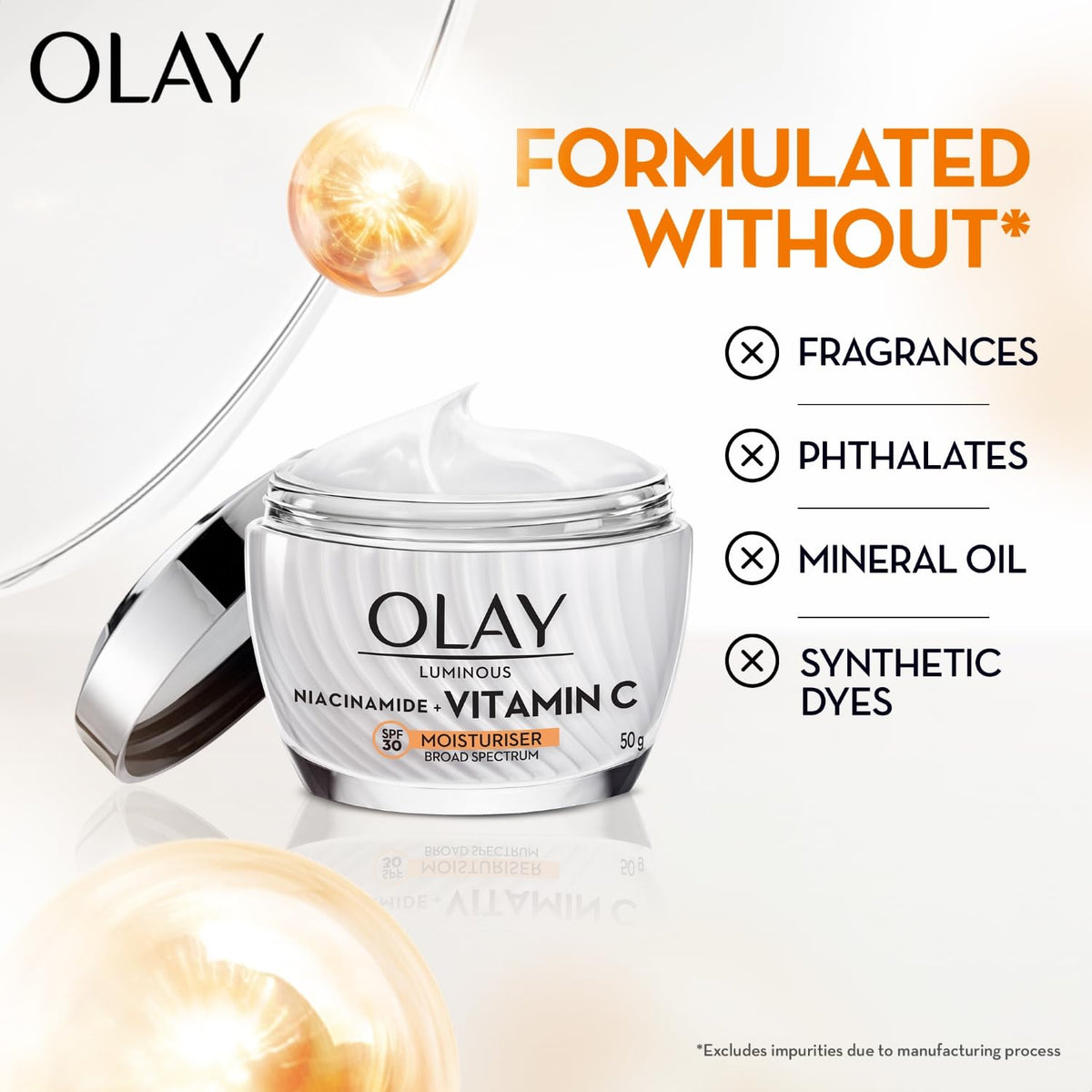 Olay Vitamin C Face Cream with SPF30 l Brightens Skin and Reveals Glow | Smooth Texture with Niacinamide l Paraben and Sulphate Free | Normal, Oily, Dry and Com