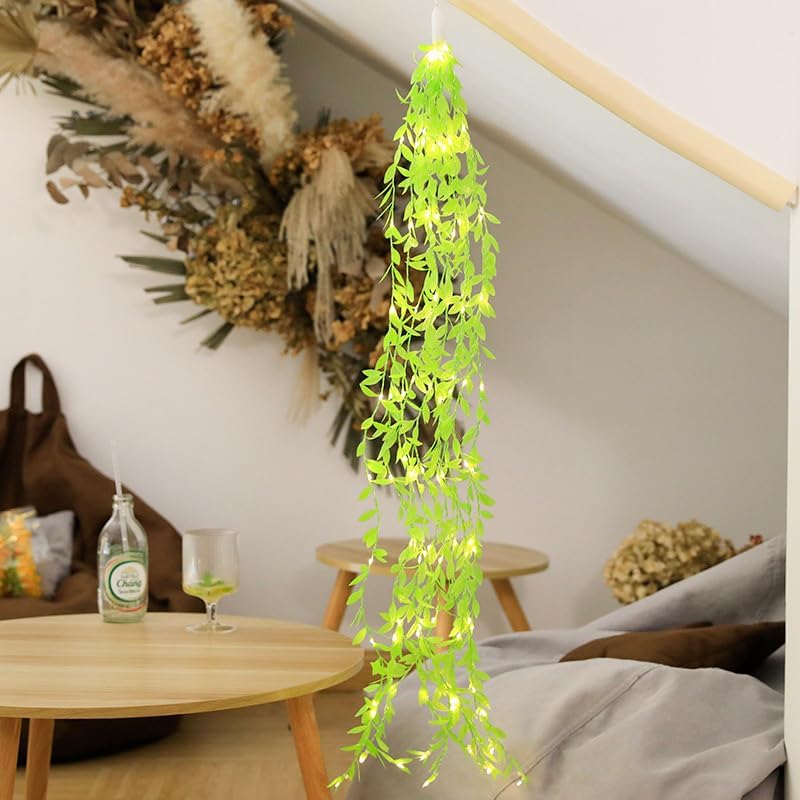 One94Store Artificial Leaf Curtain Lights – 200 LED Warm White Fairy String Lights, 3x1m, Remote Control with 8 Lighting Modes for Home, Wedding, Party, Diwali,