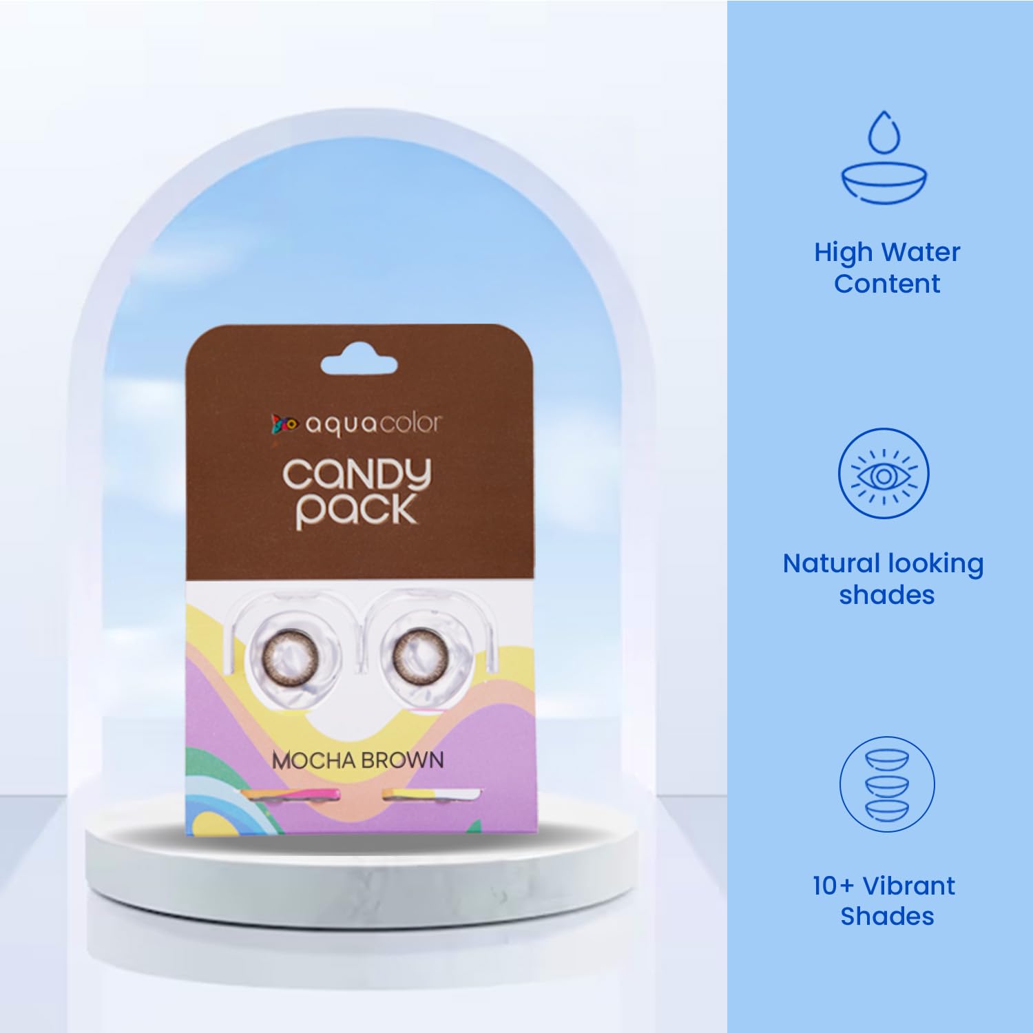 Aquacolor Mocha Brown Candy Pack Zero Power Colored Lenses (2 Lens/Box)