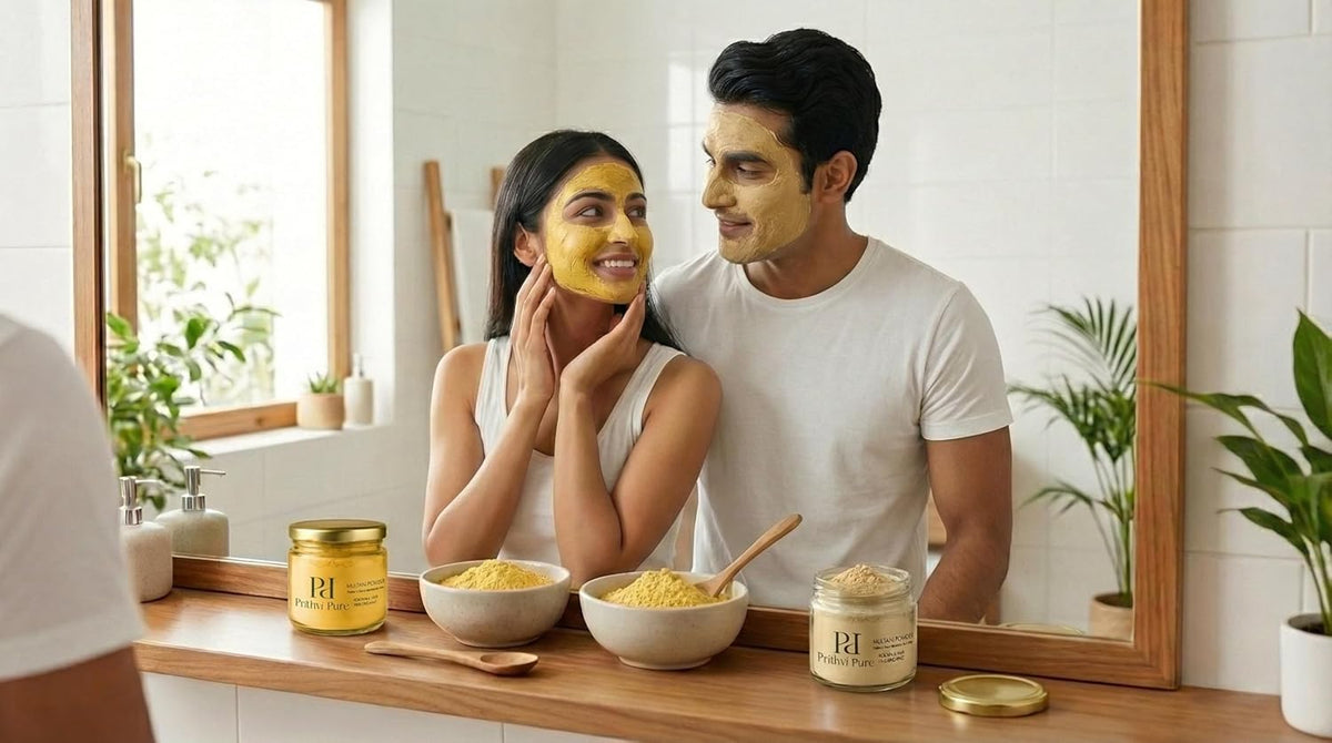 Multani Mitti Powder Combo | 200g Each | Organic Fuller’s Earth Yellow Mud & Turmeric Ubtan for Face & Hair | Natural Oily Skin Care, Acne & Tan Removal, Oil Co