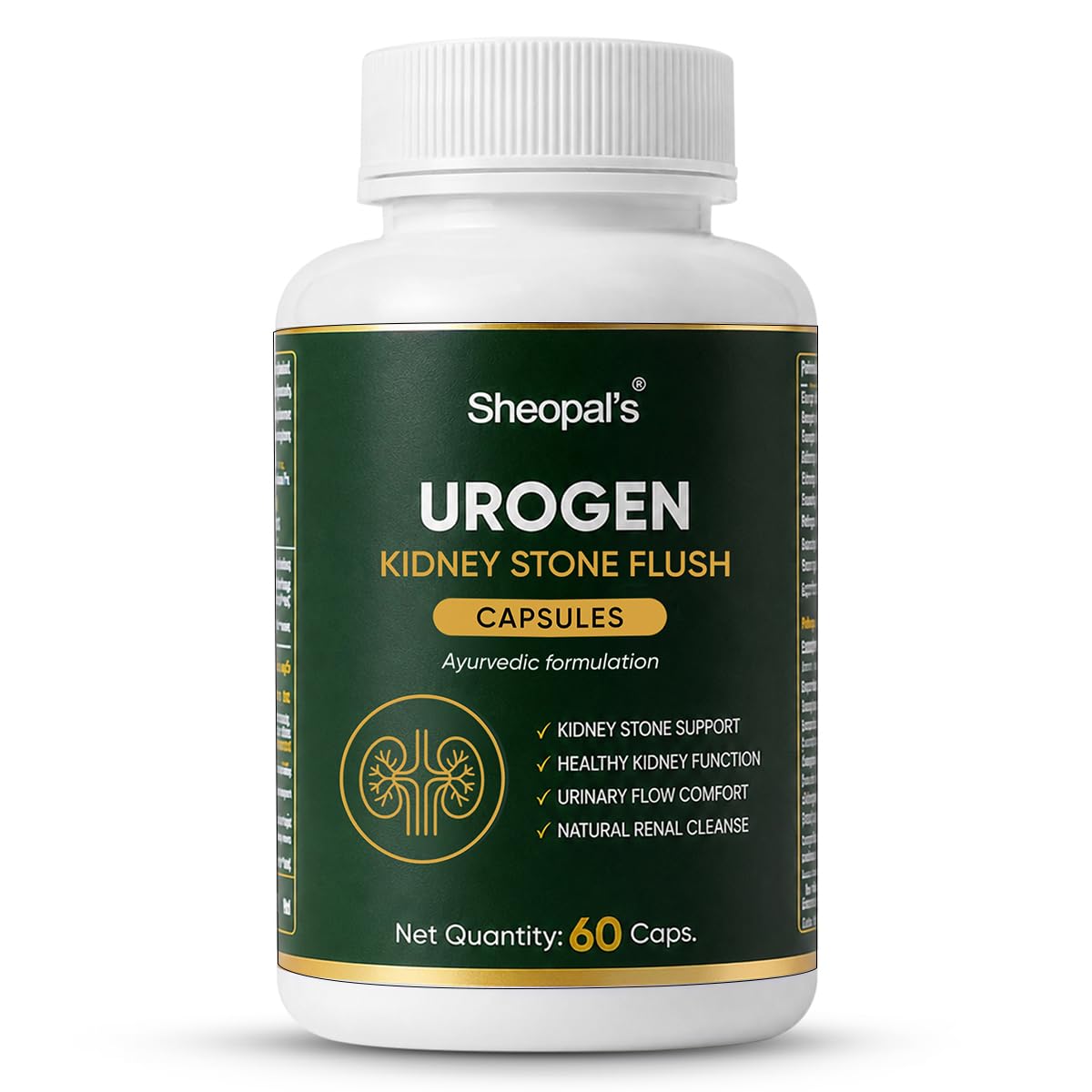 Sheopal's Urogen Kidney Stone Flush Capsules | Ayurvedic Proprietary Medicine | Pashanbhed, Gokshura, Punarnava, Varun, Shilajit | Urinary Comfort & Natural Ren