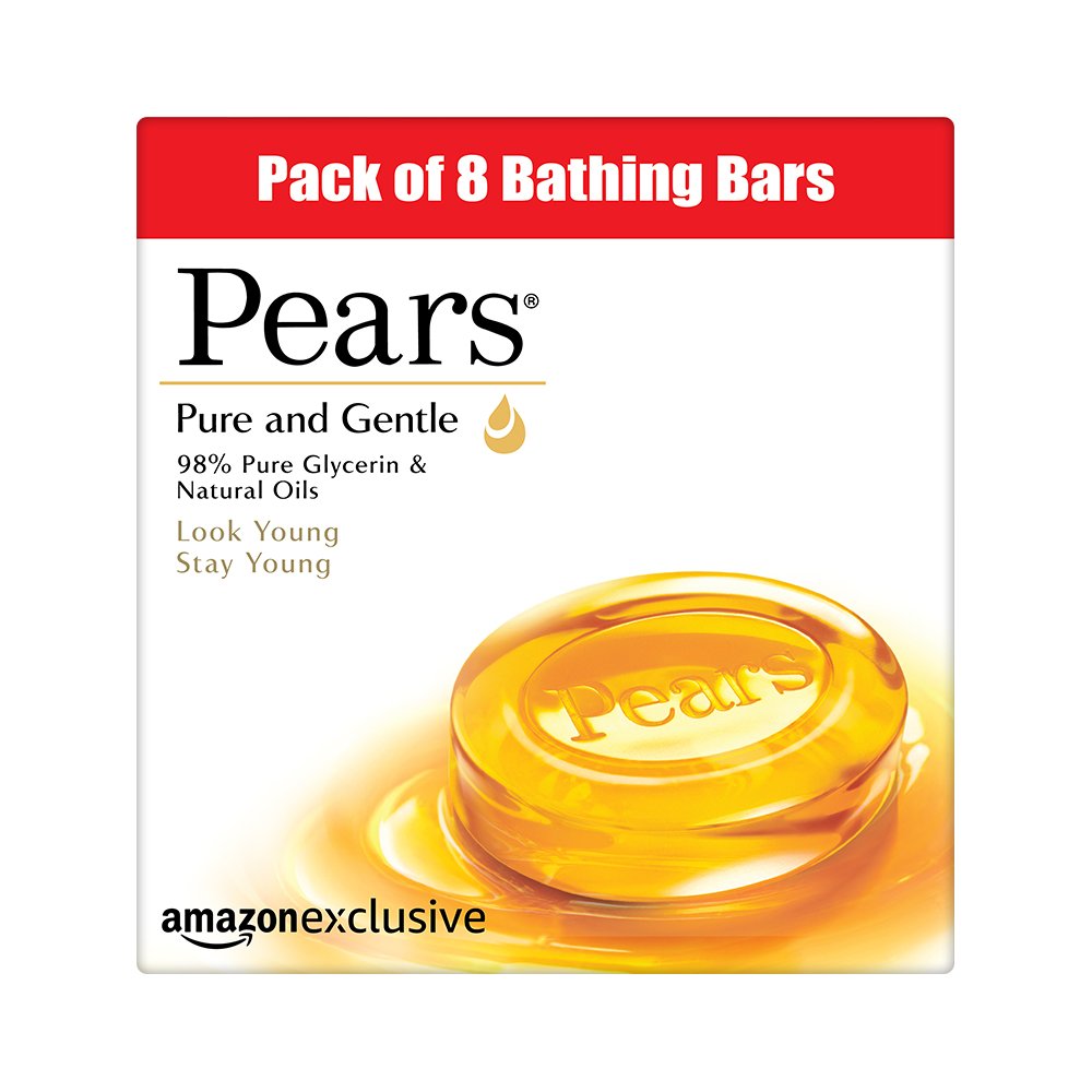 Pears Pure And Gentle Bathing Bar, 125g (Pack Of 8) & POND'S Dreamflower Fragrant Talcum Powder, Pink Lily, 400 g