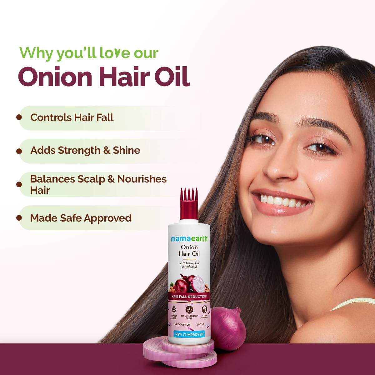 Mamaearth Onion Hair Oil with Onion Oil & Redensyl for Hair Fall Control | Boosts Hair Growth | Adds Strength & Shine | 200 ml 200 ml (Pack of 1)