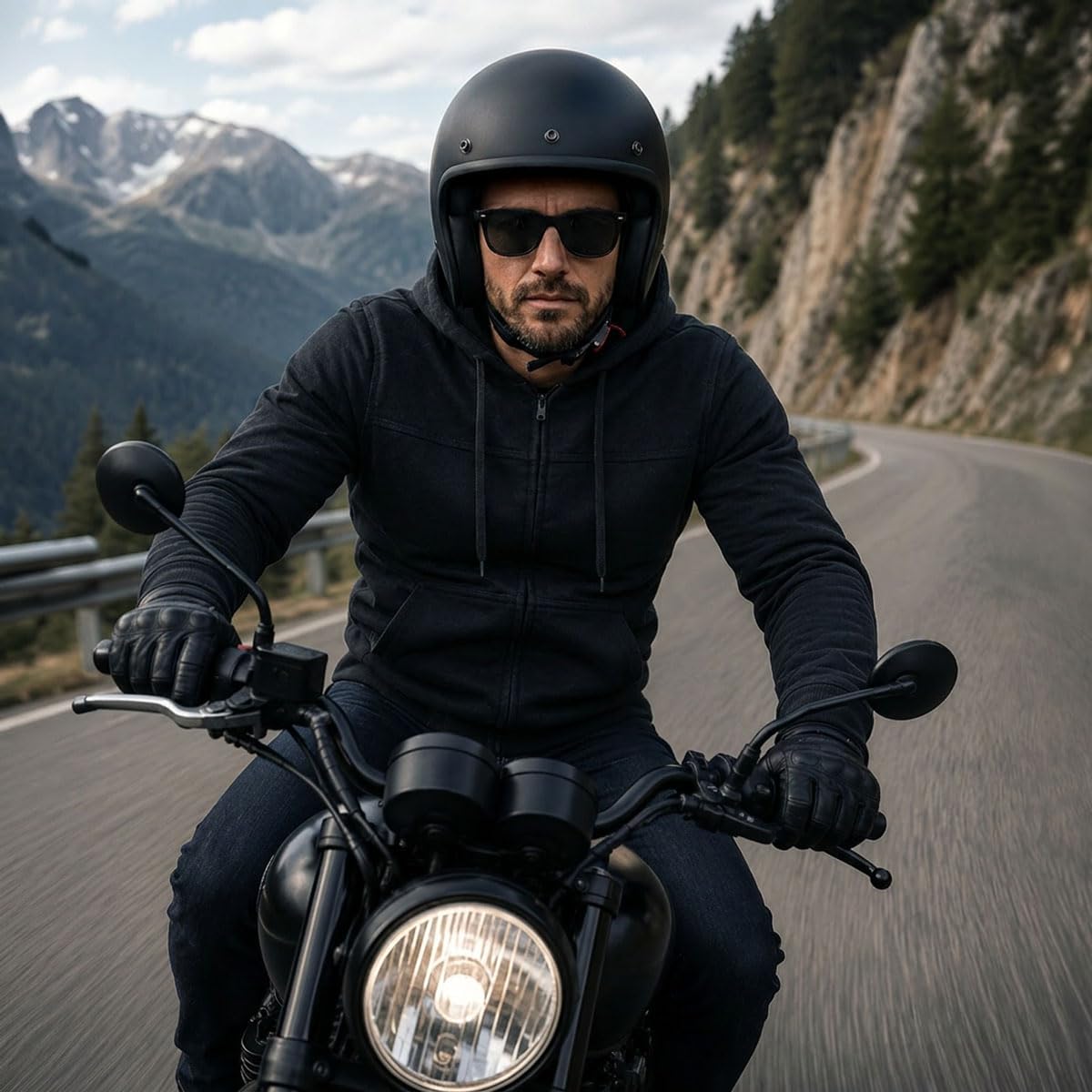 Milwaukee Leather MPM1788 Men's Black CE Approved Armored Riding Hoodie Sweater with Aramid by DuPont Fibers XL Black