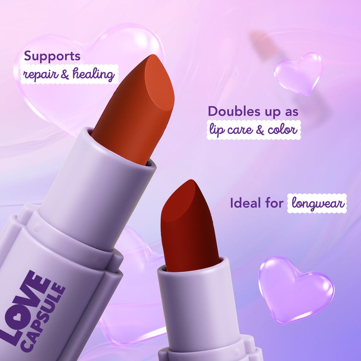 Blue Heaven Love Capsule Powder Matte Lipstick Infused With Vitamin E & Castor Oil for Intense Hydration| High Color Payoff| Matte Finish| Long Lasting Lipstick for women |Intense Red, 4gm