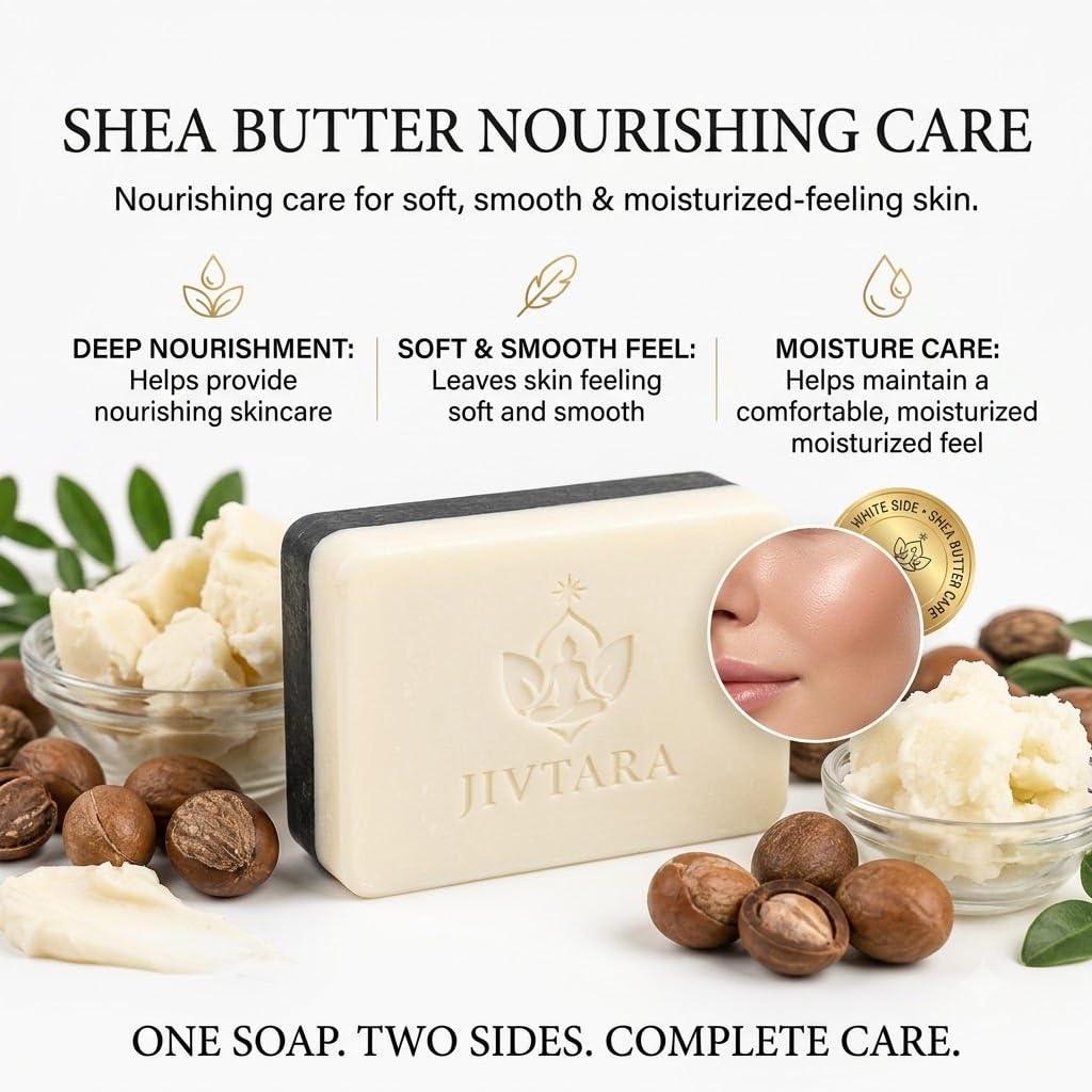 Detan Soap Pack of 3 | 2-in-1 Dual Action Charcoal & Shea Butter Soap Men & Women | Exfoliating Black Side, Soothing White Side | Deep Cleansing, Tan Removal &
