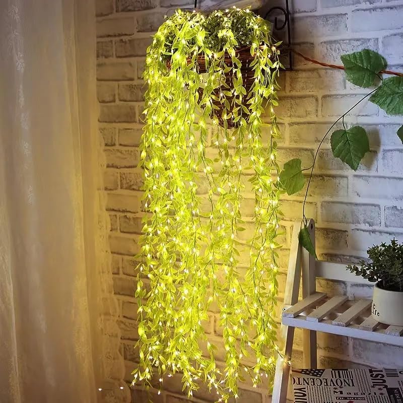One94Store Artificial Leaf Curtain Lights – 200 LED Warm White Fairy String Lights, 3x1m, Remote Control with 8 Lighting Modes for Home, Wedding, Party, Diwali,