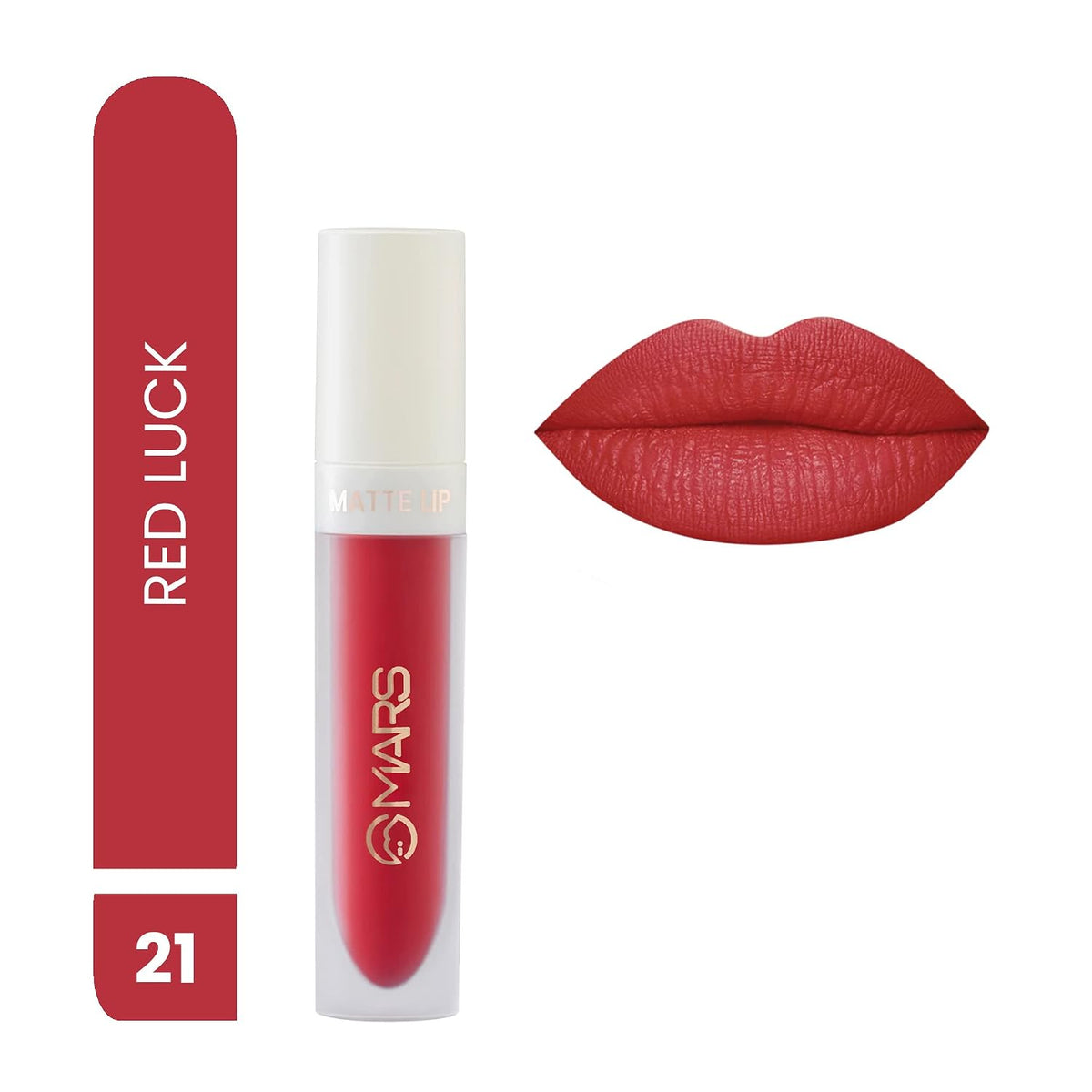 MARS Matte Liquid Lip Color | Long Lasting | Non-Transfer & Waterproof Lipstick for Women (4.5 ml) (21-Red Luck)
