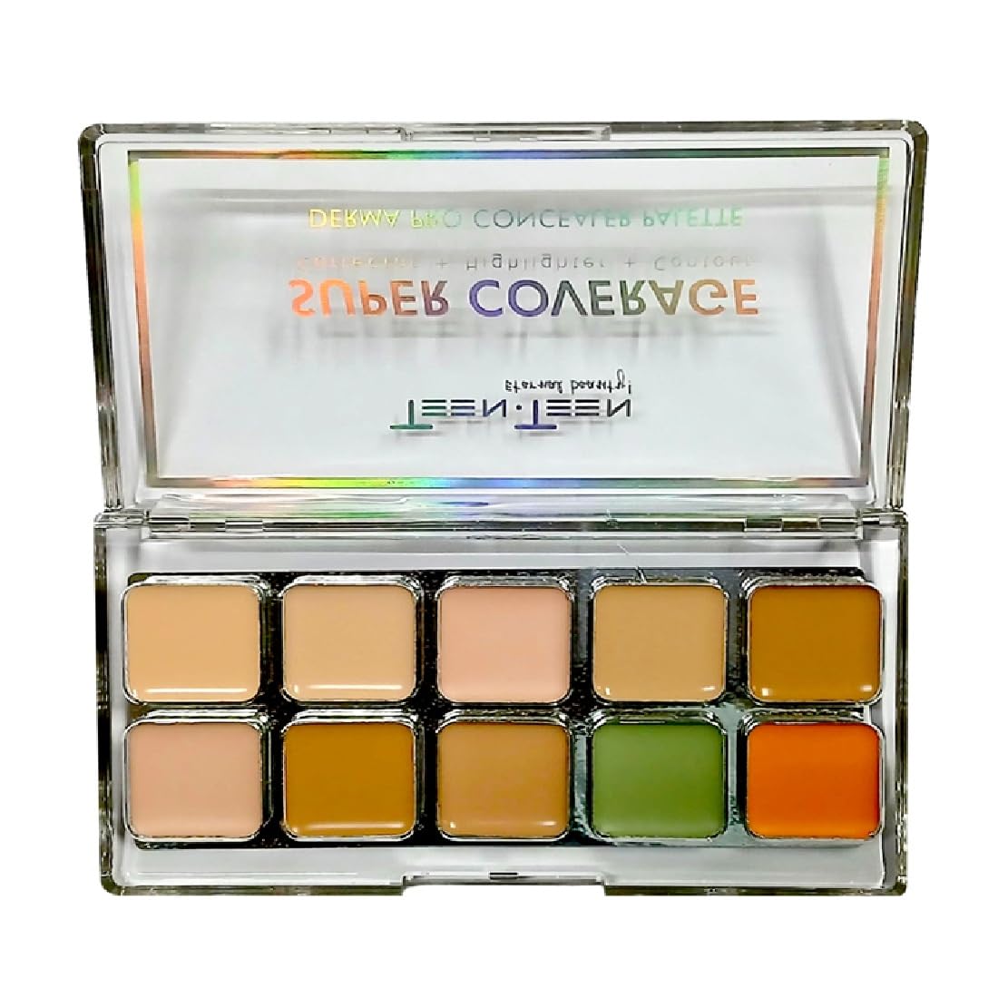 TEEN TEEN Super Coverage Corrector+Highlighter+Contour | Derma Pro Concealer Palette, Correct Dark Spot, Color Correction | Natural Cover Skin Scuplt | Shade-01
