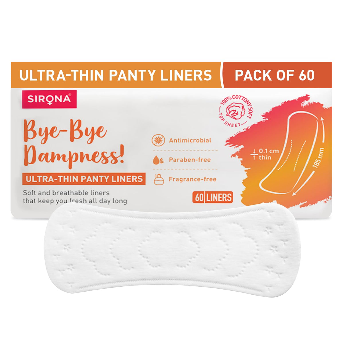 Sirona Panty Liners for Women | Daily Liners for Vaginal Discharge, Spotting & Moisture | Aloe Vera Infused Topsheet | Ultra-Thin 1 mm | Dermatologically Tested