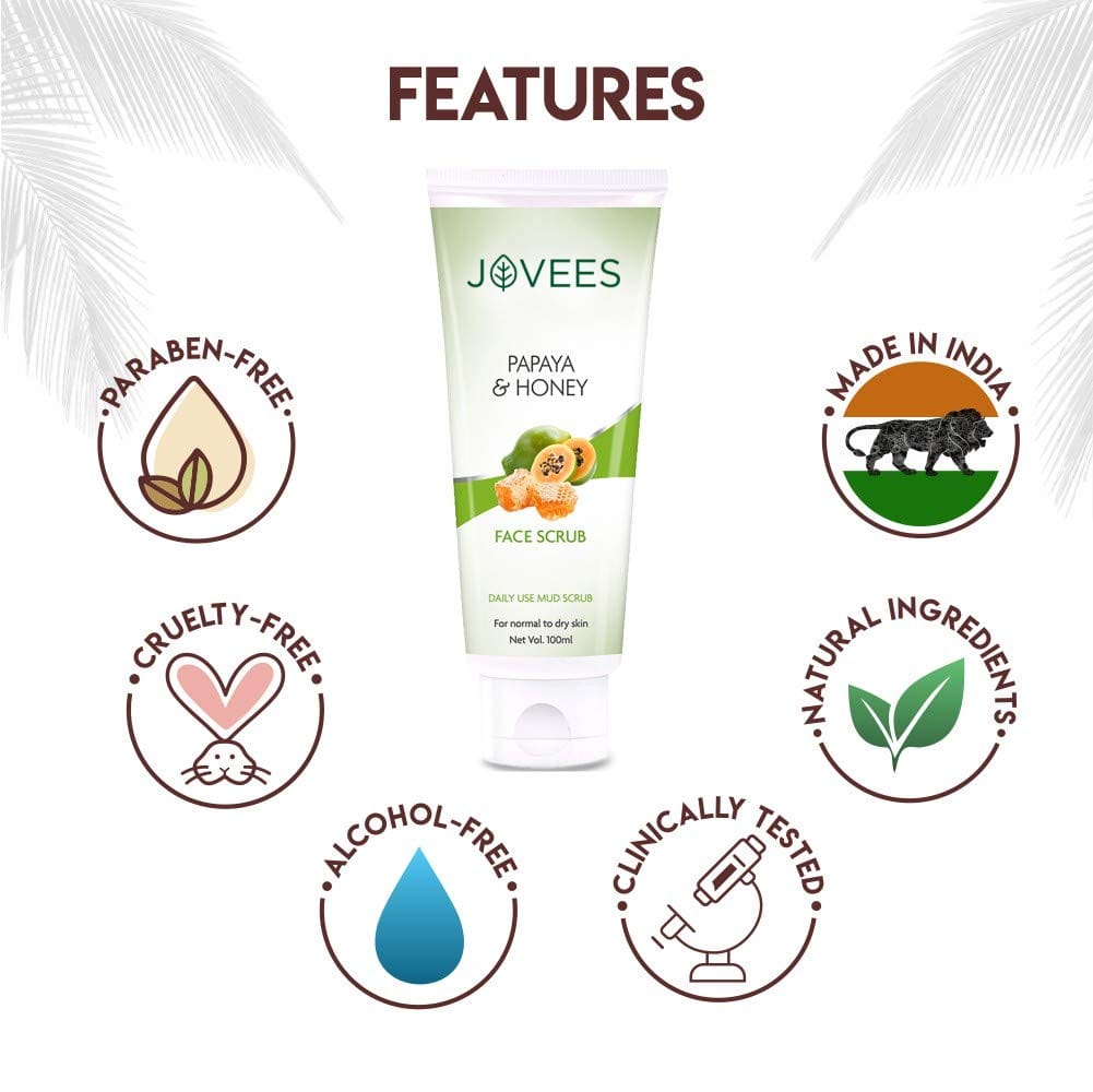 Jovees - Papaya & Honey Face Scrub (100gm)