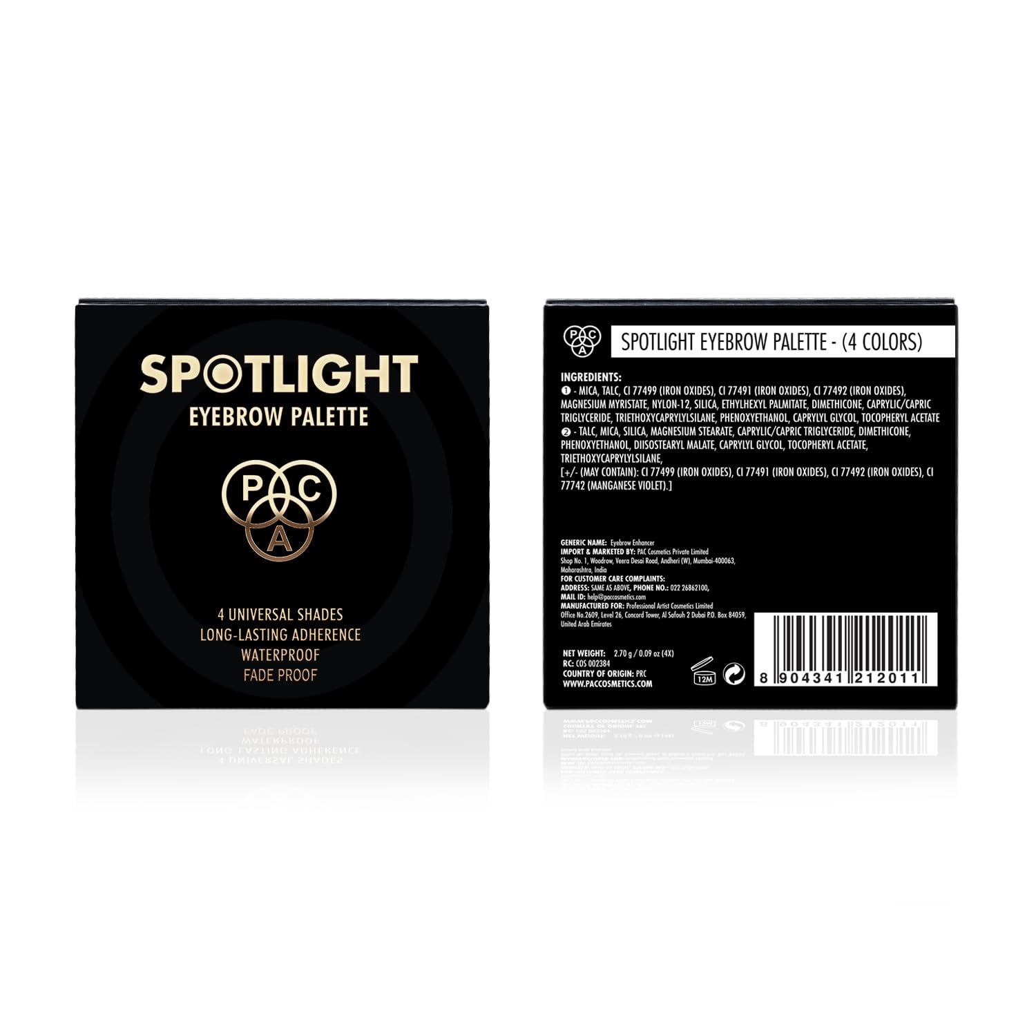 PAC Spotlight Eyebrow Palette X4 | Longlasting Micro Fine Powder Formula | Pigmented Natural Shades