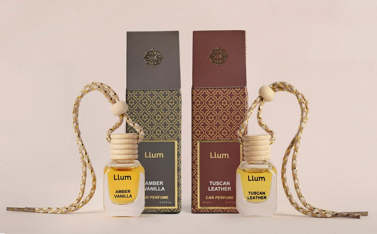 Llum Car Air Freshener| 10ml, Combo of 2 |Luxury, Organic Toxin-Free Perfume |Interior Accessory for fresh Aroma |Long Lasting Fragrance (Without AC Vent Clip,