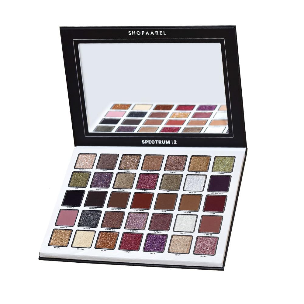 SHOPAAREL Highly Pigmented Long Lasting Blendable Eye Makeup Pallet Spectrum-2 35 Color Eyeshadow Palette Matte to Stunning Shimmer & Glitter for Women Girls