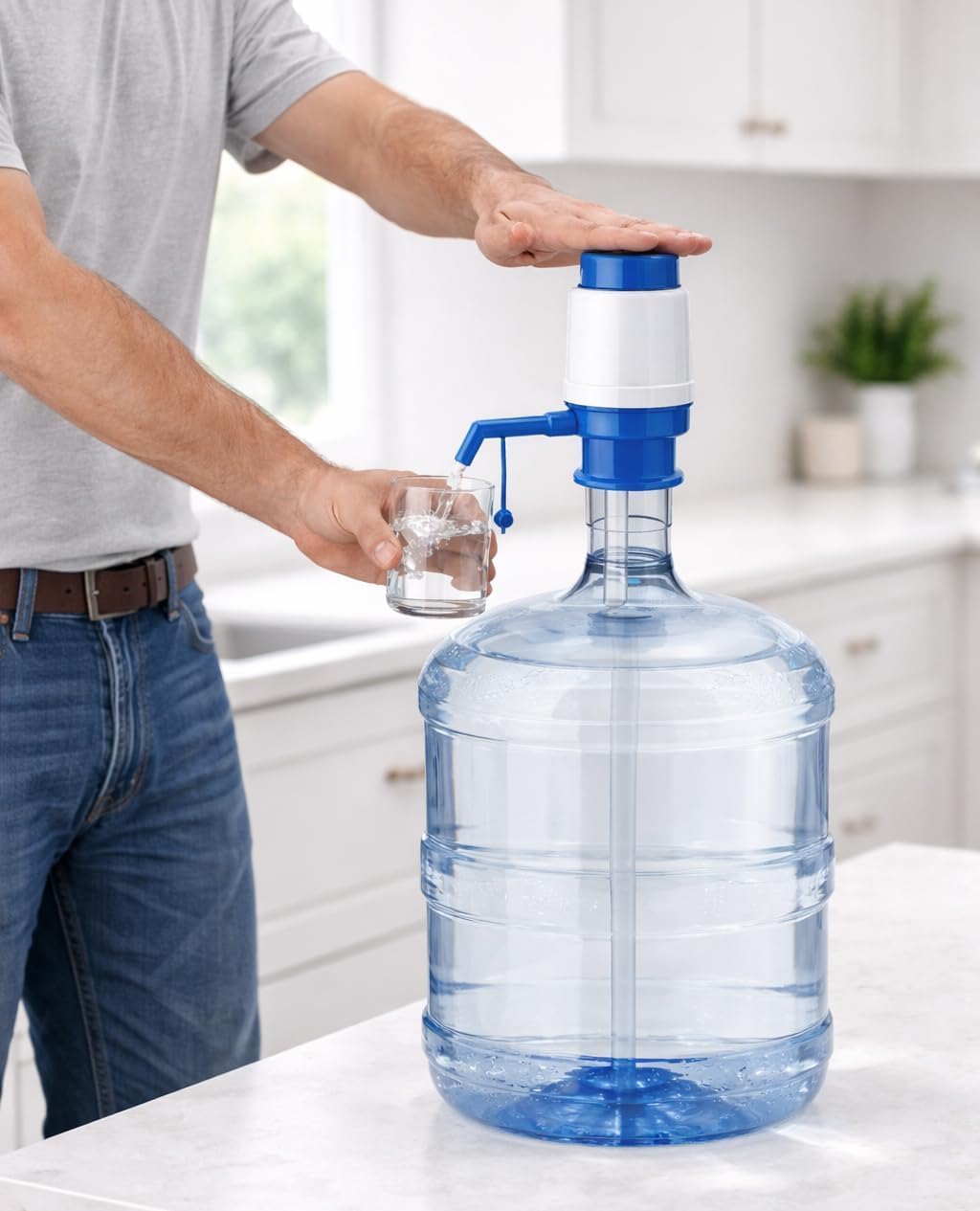 RORIAN Manual Water Pump Dispenser for 20 to 25 Litre Bottles, Hand Press Drinking Water Dispenser with Tube, Portable Water Bottle Pump for Home, Office, and C