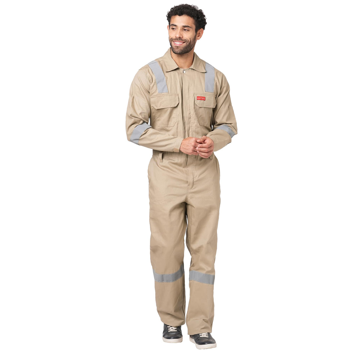 Men's 100% Cotton Industrial Boiler Suit Workwear Coverall with Multiple Pockets and High Visibility Reflective Tape, Smart Fit, 200 GSM, Navy Blue, Size 50 (5X