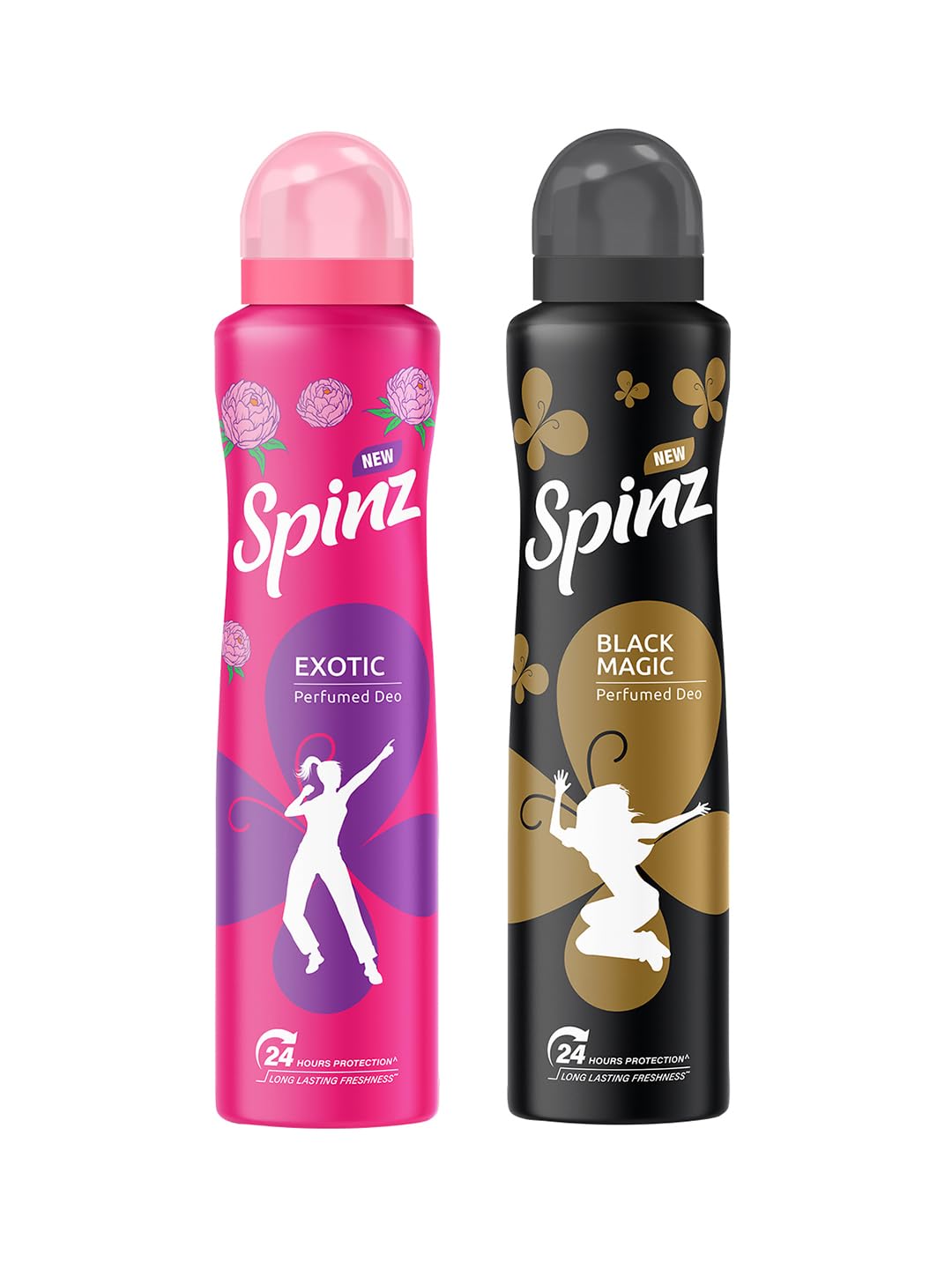 New Spinz Exotic & Black Magic Perfumed Deo for Women, Long Lasting Freshness,200ml x 2 (Pack Of 2)