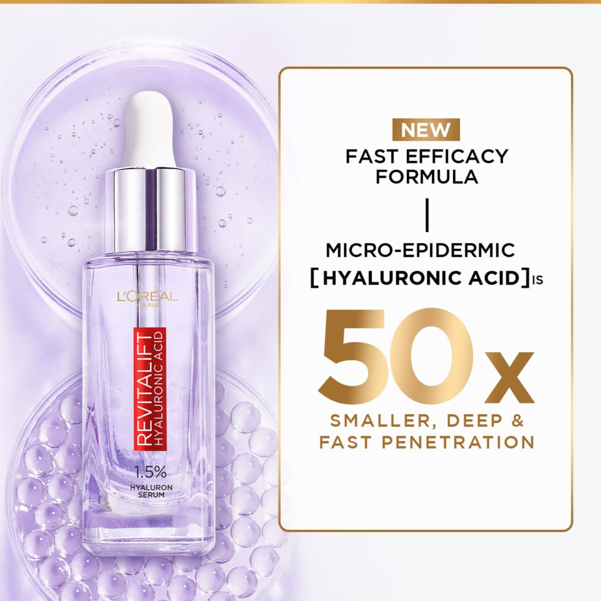 L'Oréal Paris Revitalift 1.5% Hyaluronic Acid Serum, Volume: 30ml, Intensely hydrates, smooths, and replumps skin, Fragrance free, paraben free, alcohol free fo