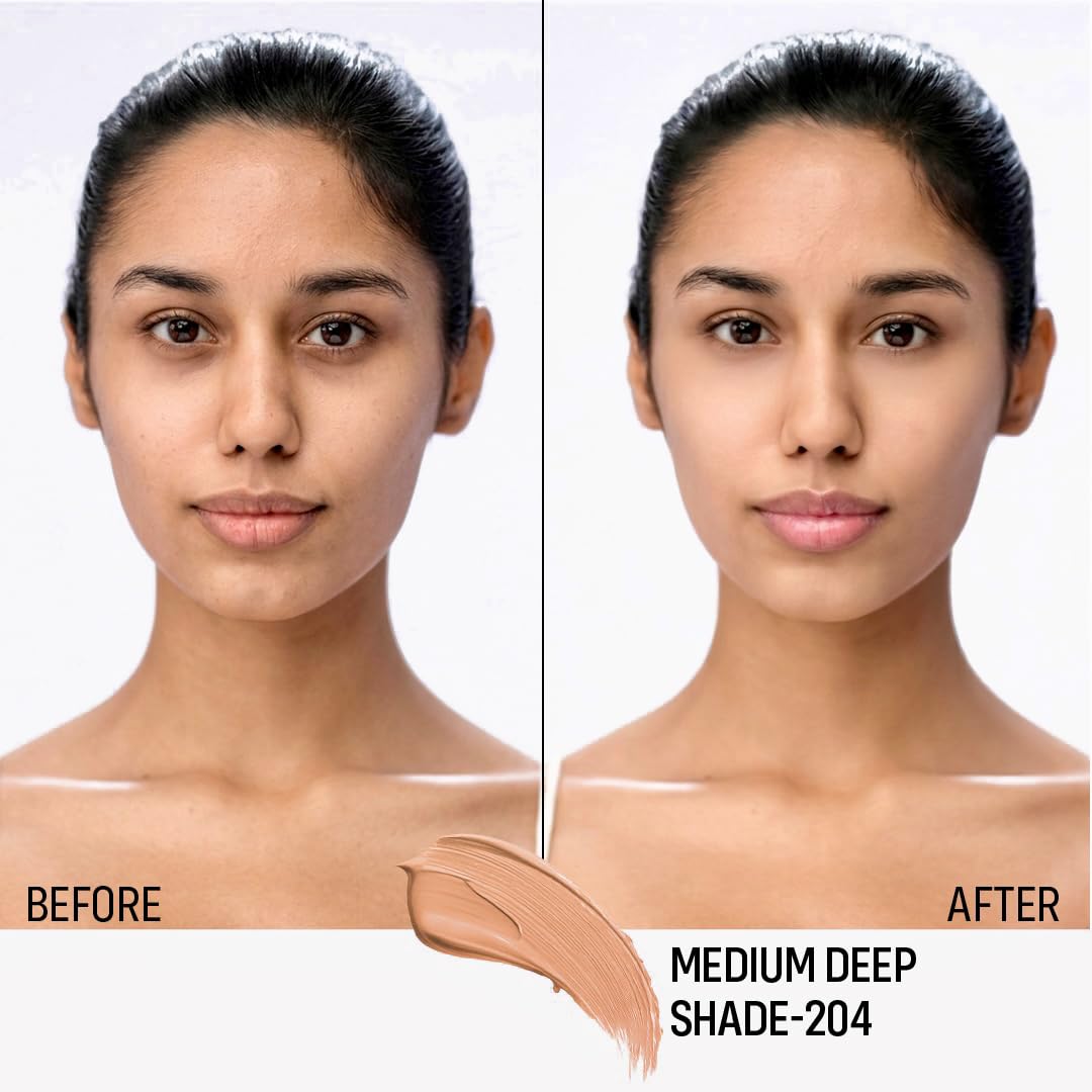 FLiCKA Professional HD Liquid Foundation With SPF Long Lasting High Coverage Waterproof - Med 204