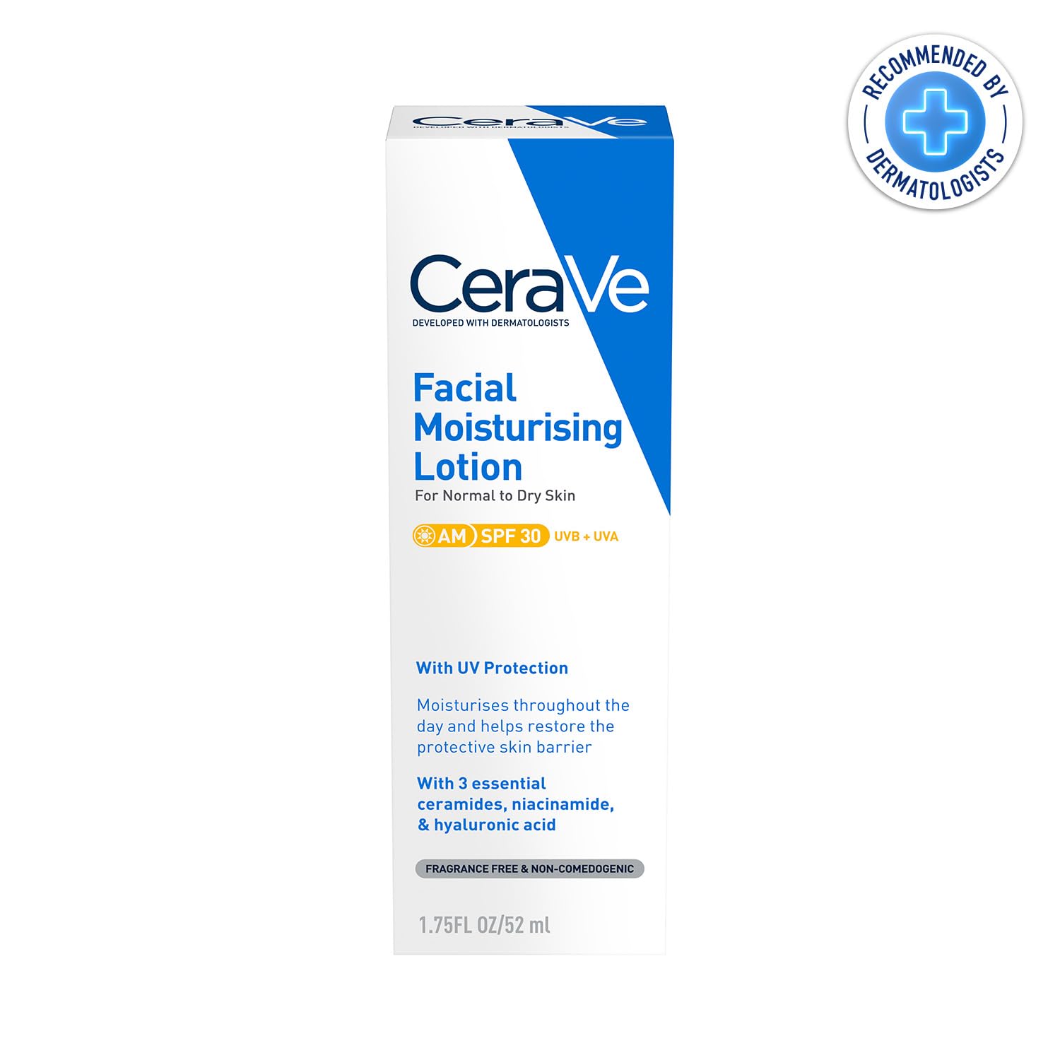 CeraVe AM Facial Moisturizing Lotion For Normal to Dry Skin (52ml) - Broad Spectrum SPF 30 Sunscreen | Non-Comedogenic, Paraben-Free And Fragrance-Free Lotion