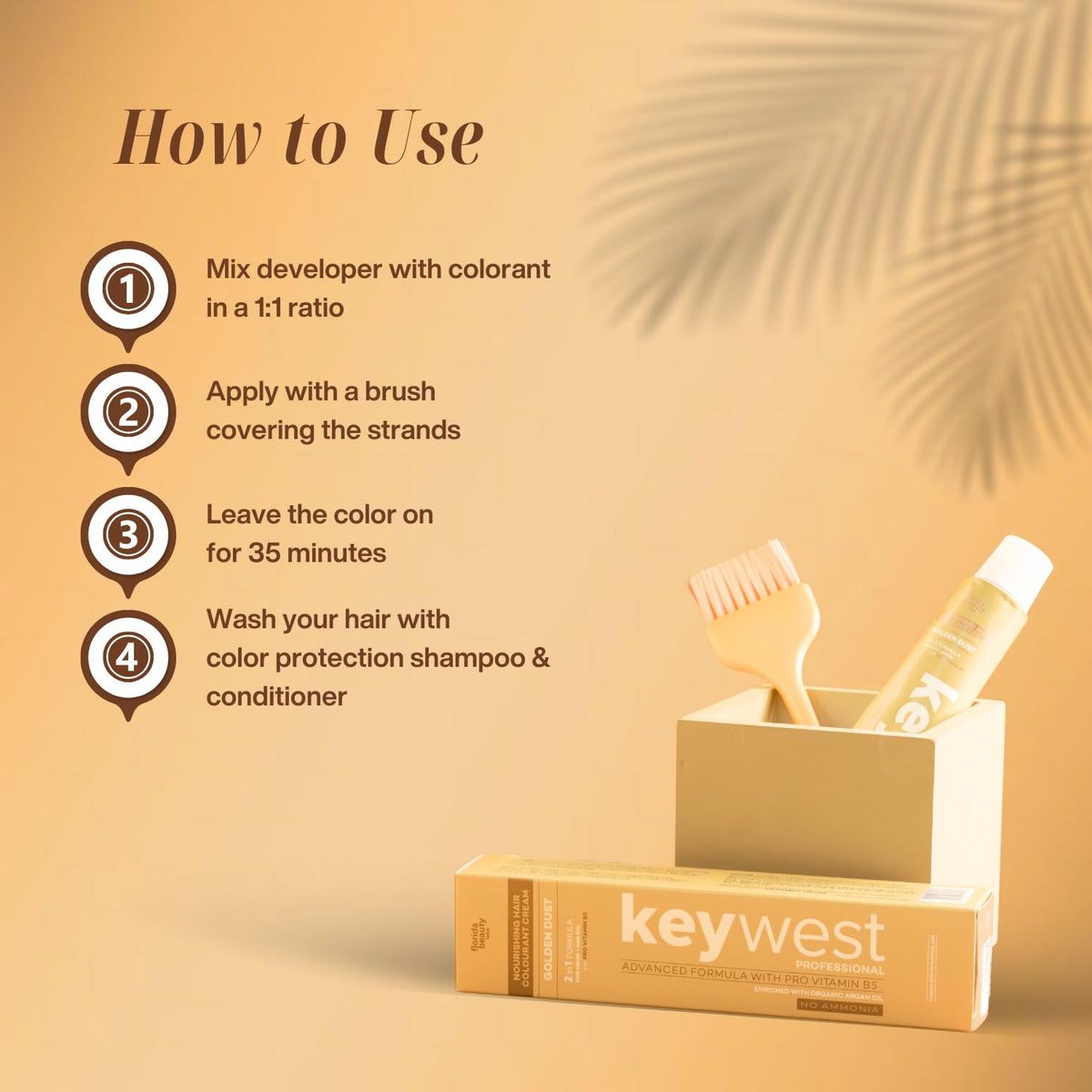 Keywest Professional Hair Color Tube, No. 2 Darkest Brown - 80gm (Ammonia Free) | 2in1 Formula Hair Color + Hair Spa | Enriched with Organic Argan Oil