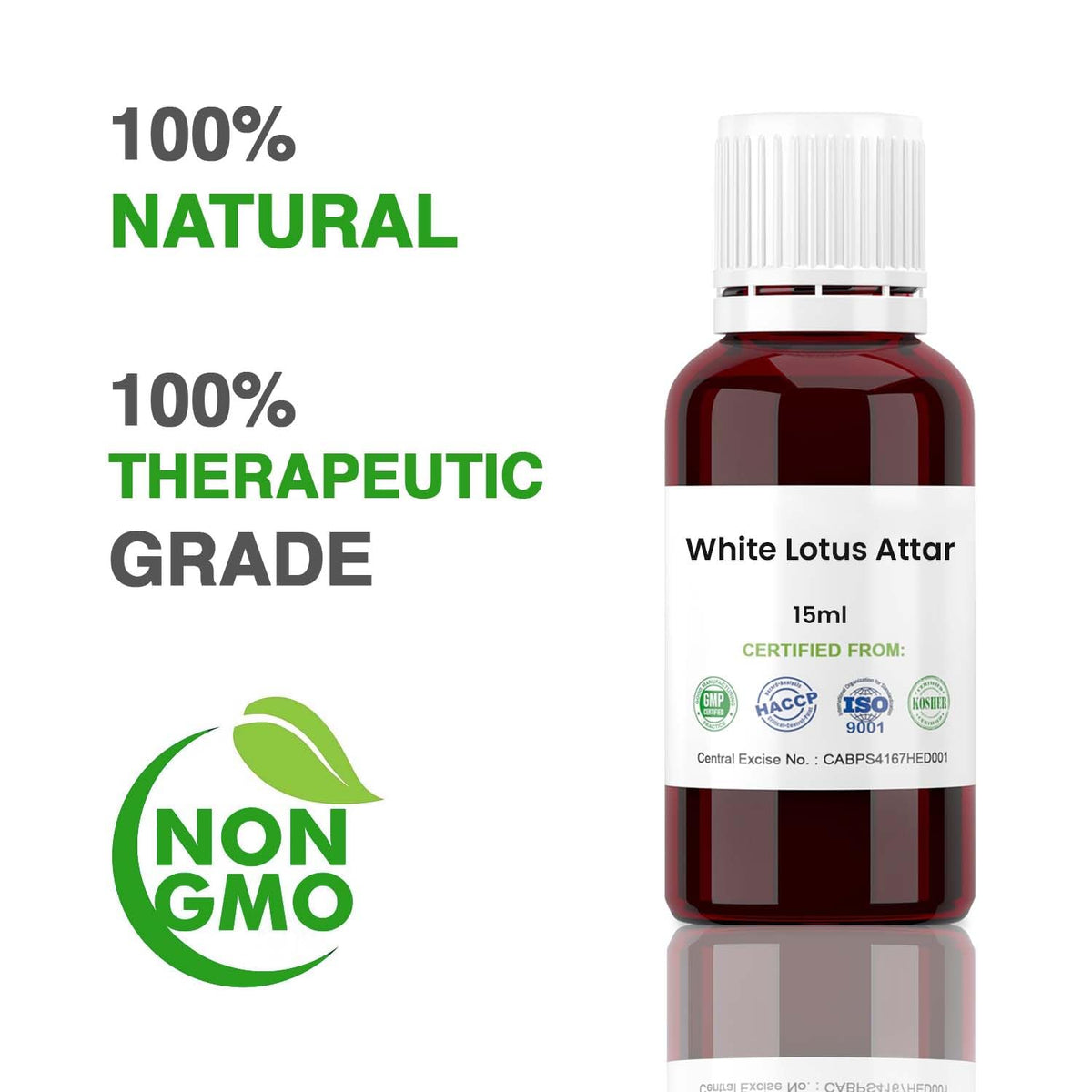 Allin Exporters White Lotus Attar - 100% Pure, Natural & Undiluted (15 ML) 15 ml (Pack of 1)