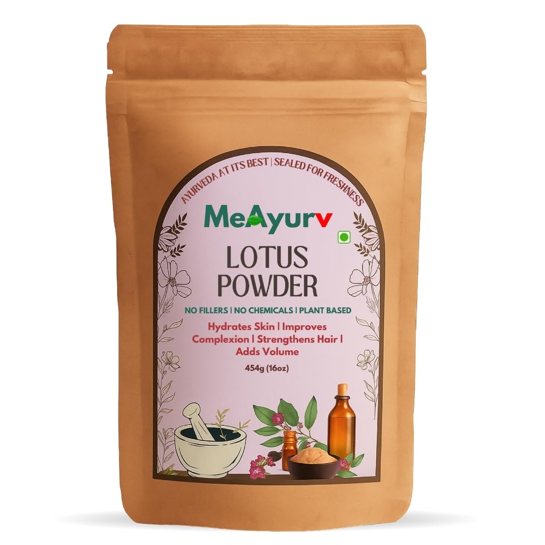 Organic Lotus Powder 227g – Pure Lotus Flower | Ayurvedic Herbal Supplement for Skin Glow & Cooling | Natural, Vegan, Chemical Free | Skin Treatment Mask 227.0