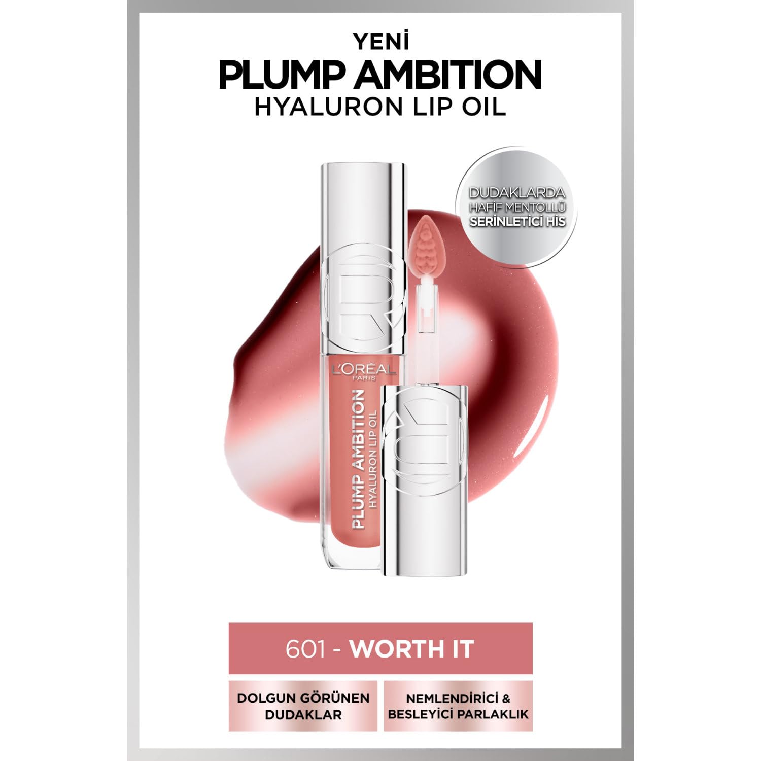 L’Oréal Paris Plump Ambition Hyaluron Lip Oil- 601 Worth It- Plumping Lip Oil, 5 ml