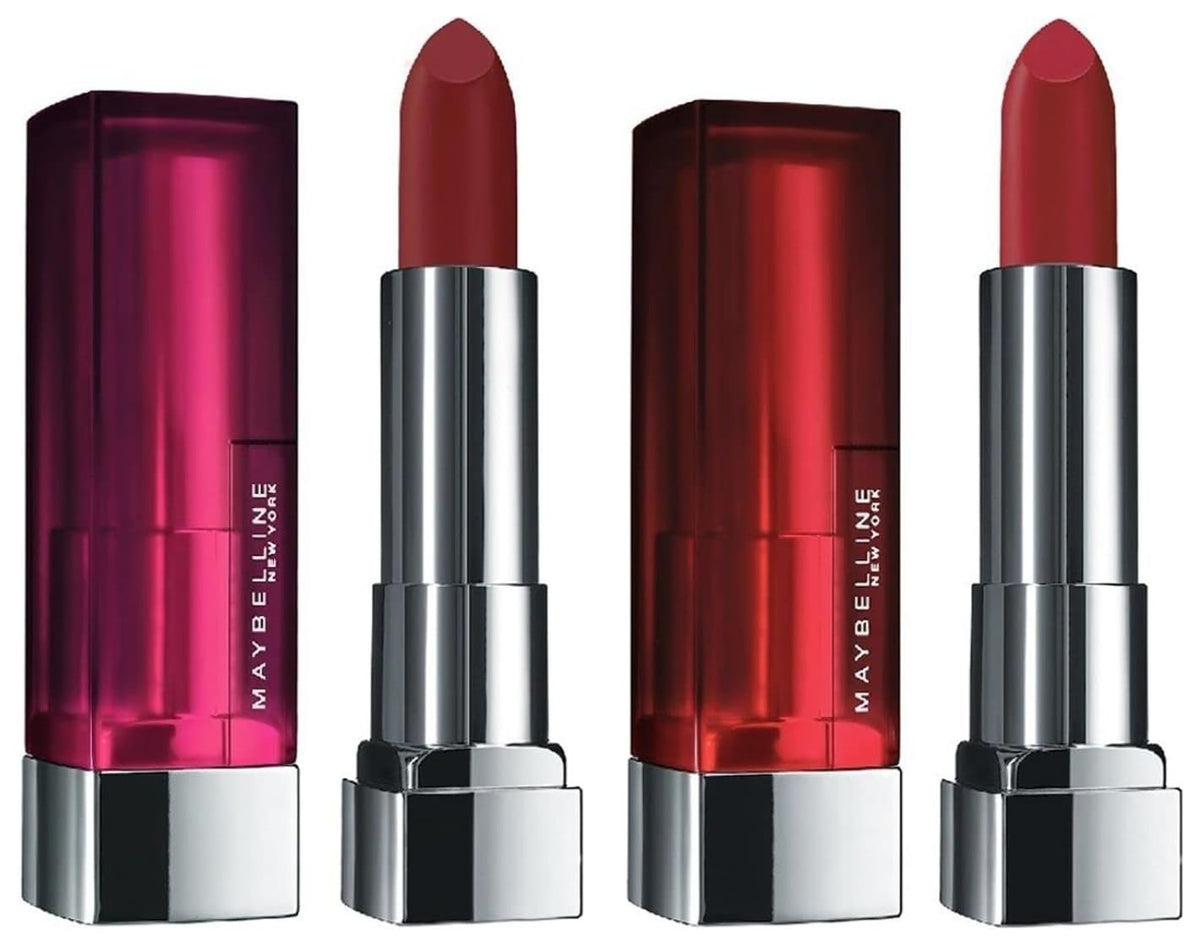 Maybelline New York Color Sensational Creamy Matte Lipstick, 691 Rich Ruby, 3.9g and Maybelline New York Color Sensational Creamy Matte Lipstick, 696 Burgundy B