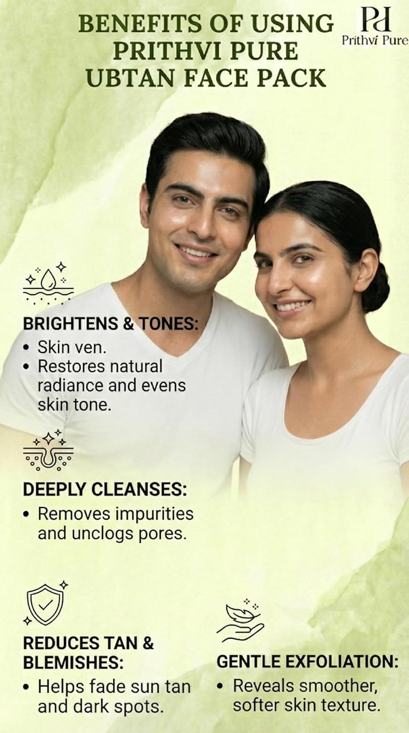 Multani Mitti Powder Combo | 200g Each | Organic Fuller’s Earth Yellow Mud & Turmeric Ubtan for Face & Hair | Natural Oily Skin Care, Acne & Tan Removal, Oil Co