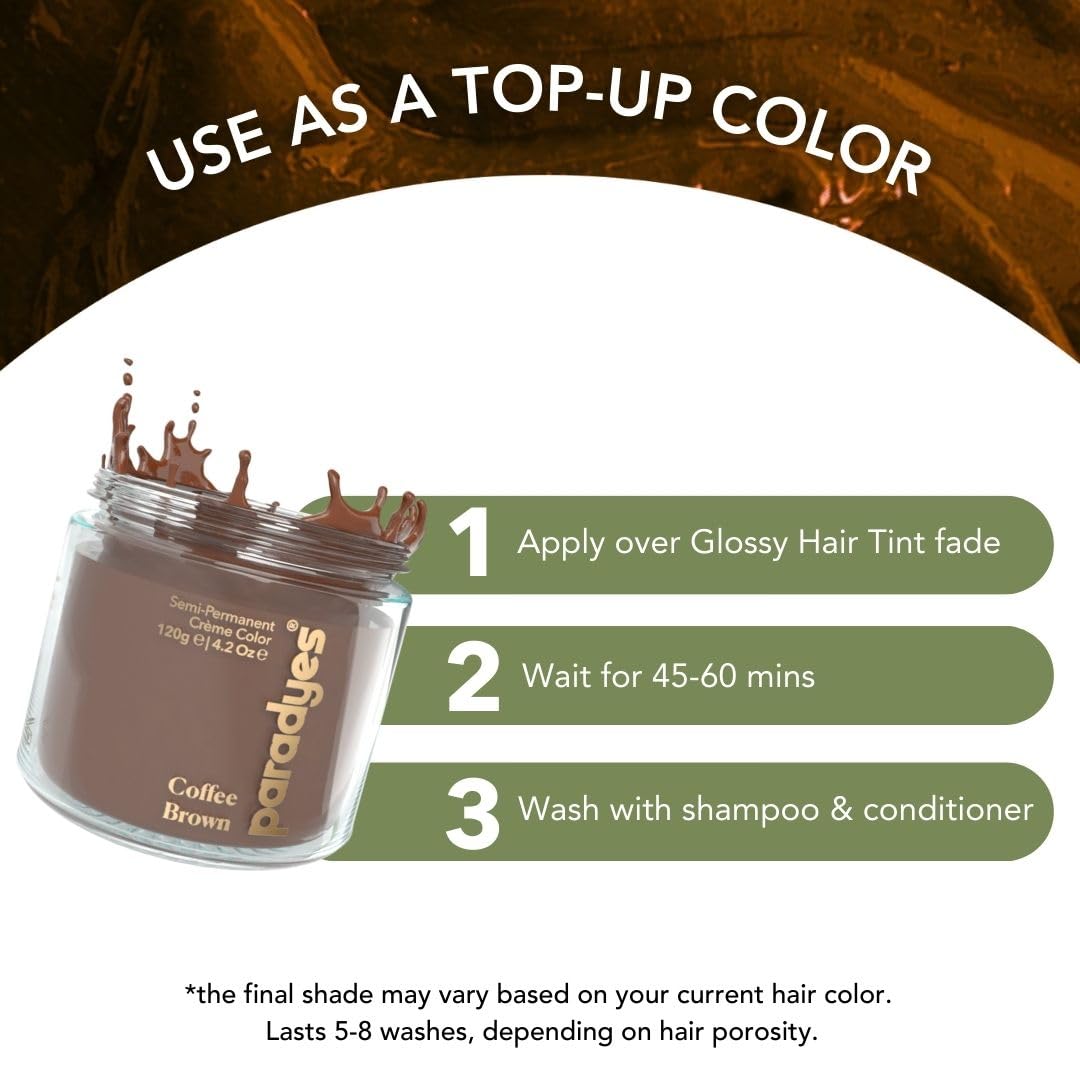 Paradyes Semi-Permanent Coffee Brown Hair Colour | Conditioner-Based DIY Colour | For Colour Refresh | Best on Pre-Lightened Hair | 120g